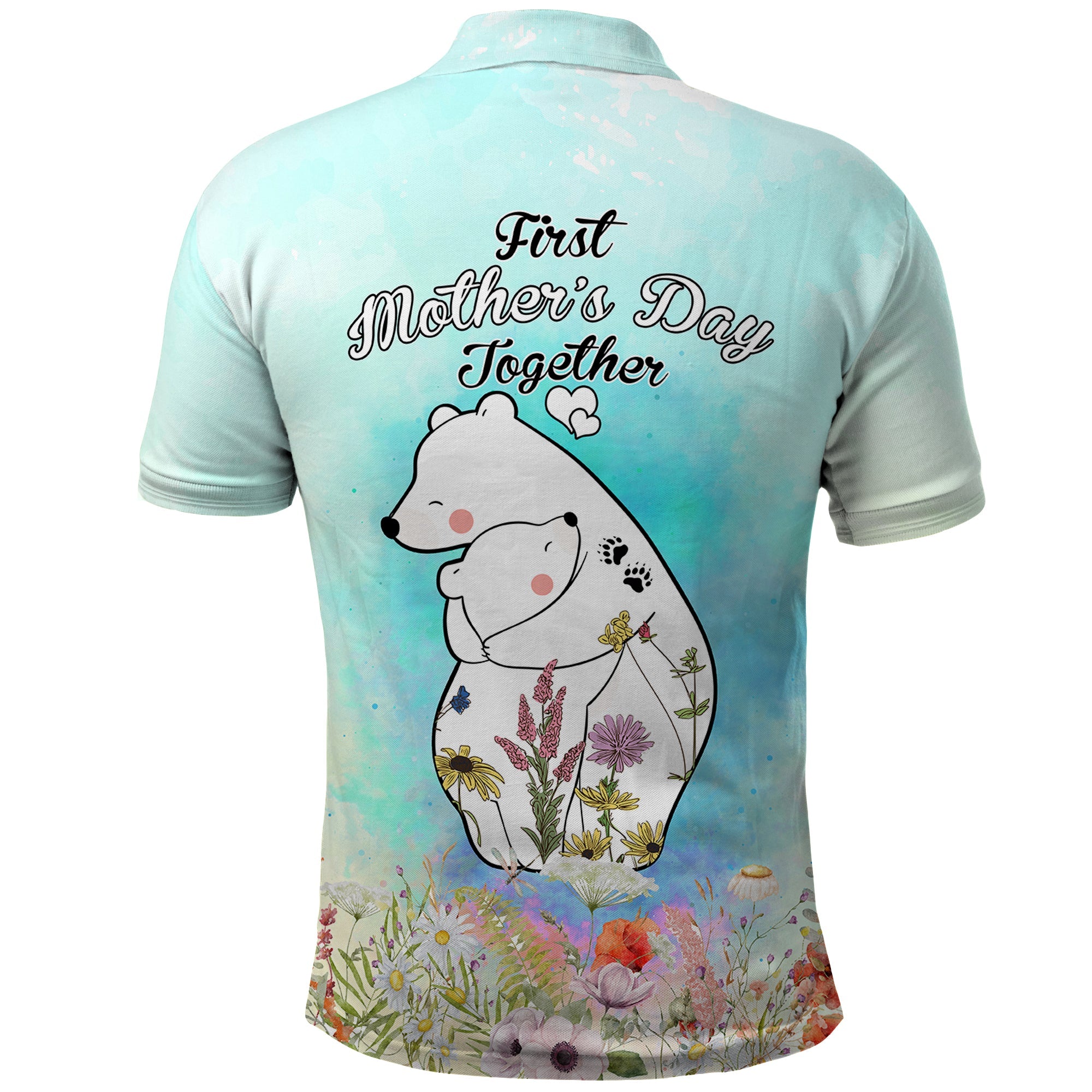 Mothers Day Mama Bear Mix Wild Flowers Polo Shirt TS07