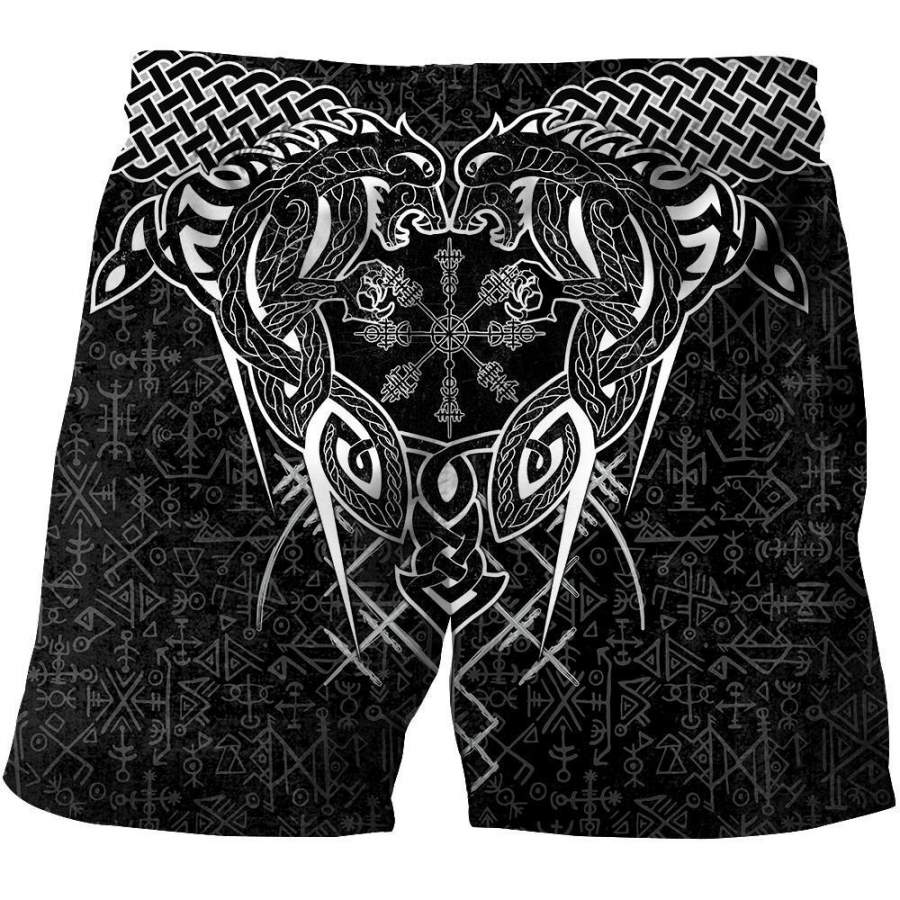 Viking Clothing Fenrir and Nidhogg Viking Tattoo Shorts RLT12