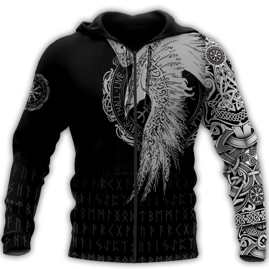 Viking Clothing Viking Raven Tattoo Hoodie RLT12