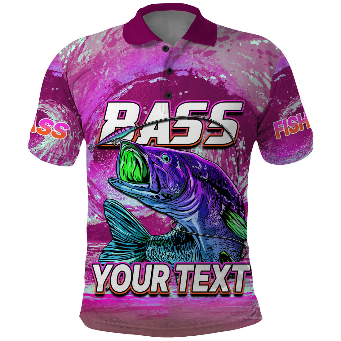 Custom Bass Fishing is Life Hook Sport Largemouth Pink Polo Shirt LT9
