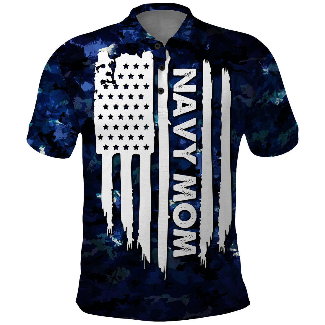 Mothers Day Navy Mom Camo Style Moms Love Is Stronger Than Waves Polo Shirt TS07