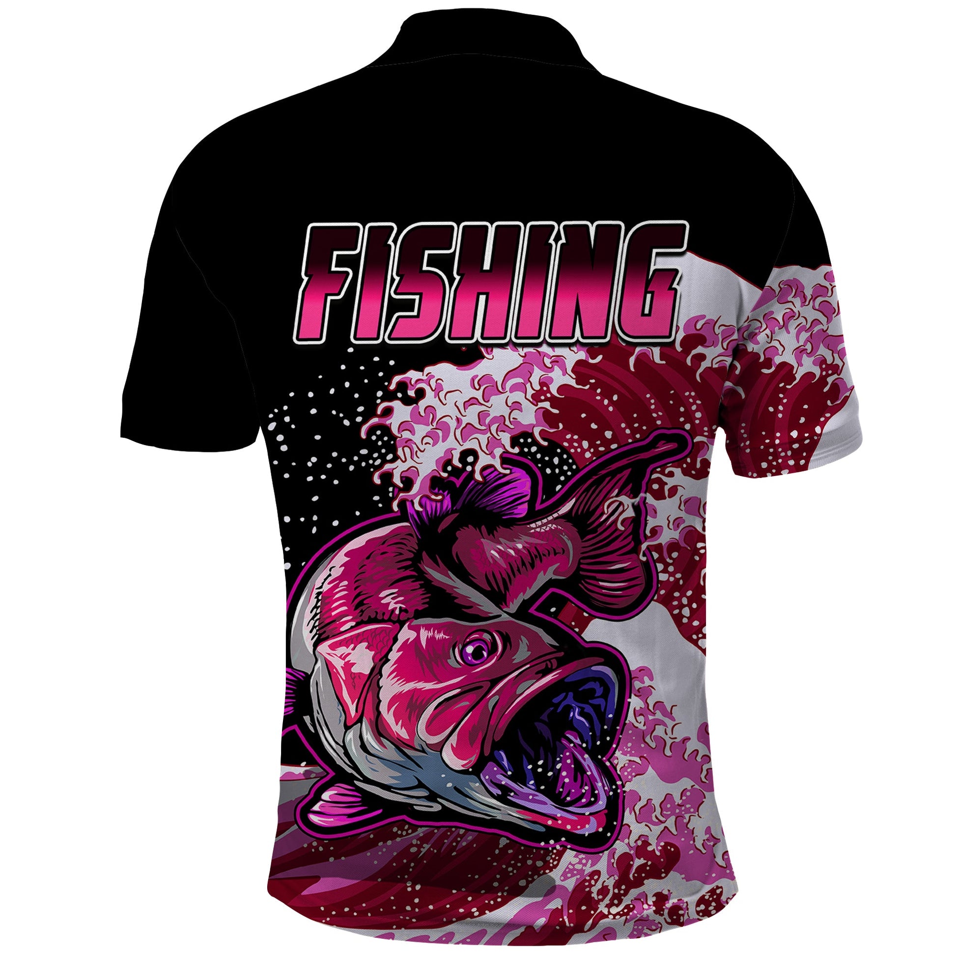 Largemouth Bass Fishing Polo Shirt Pink LT9