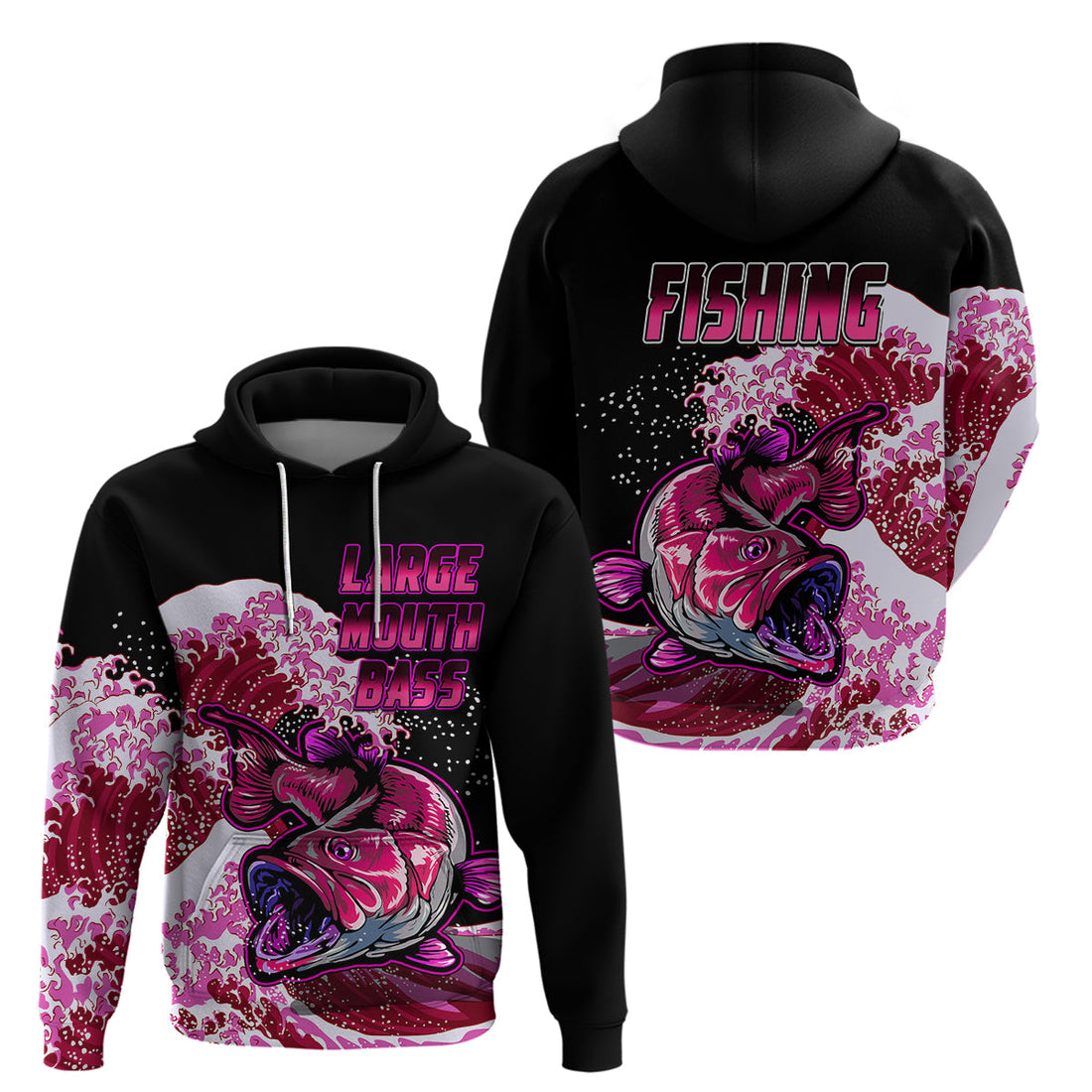 Largemouth Bass Fishing Pink Hoodie LT9