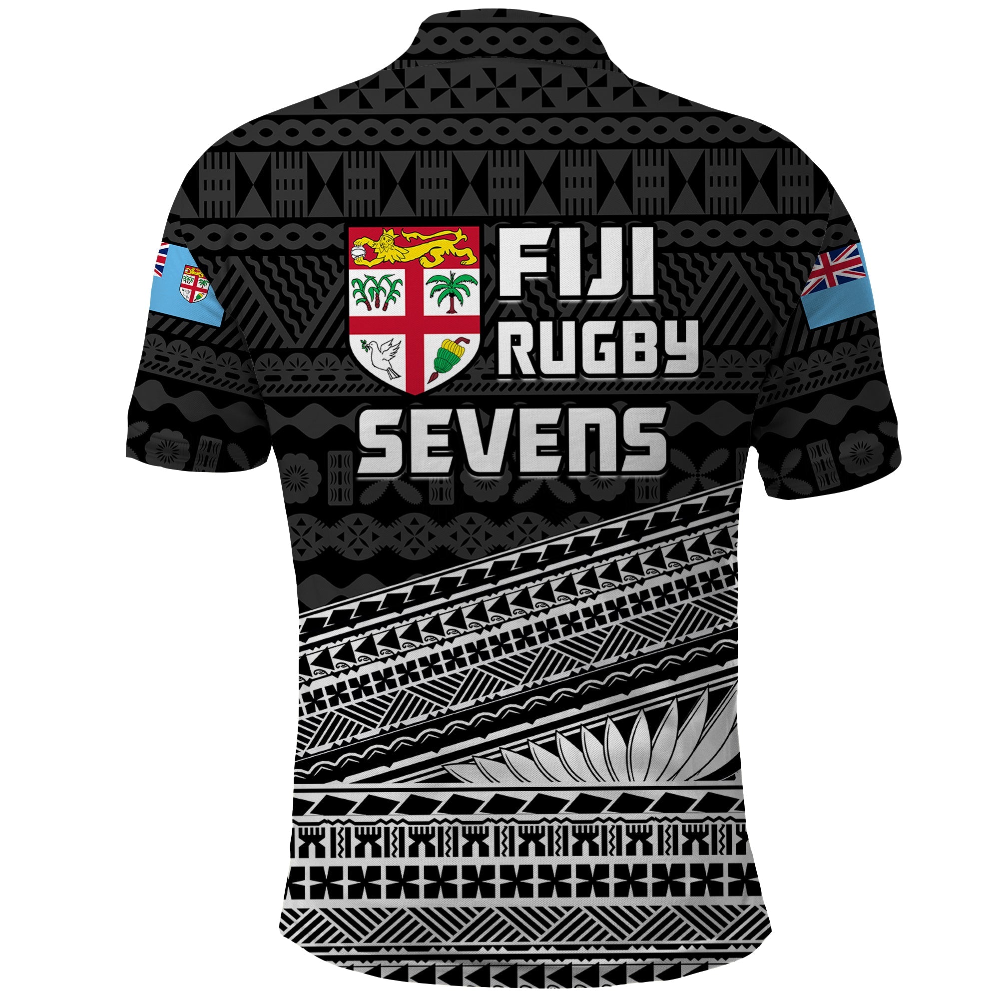 Fiji Sevens Rugby Fijian 7s Black Tapa Polynesian Art Polo Shirt LT14