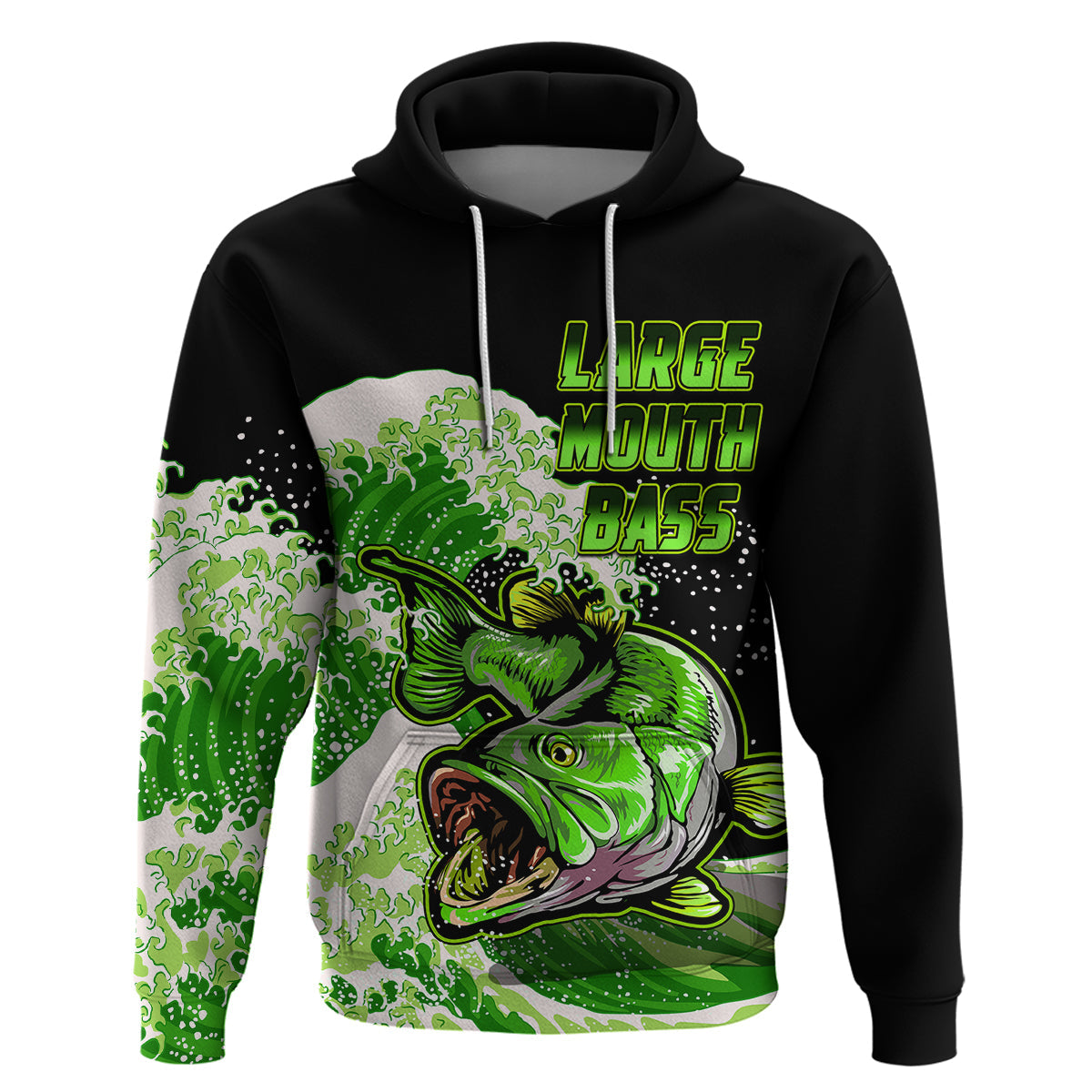 Custom Bass Fishing Hoodie Green LT9