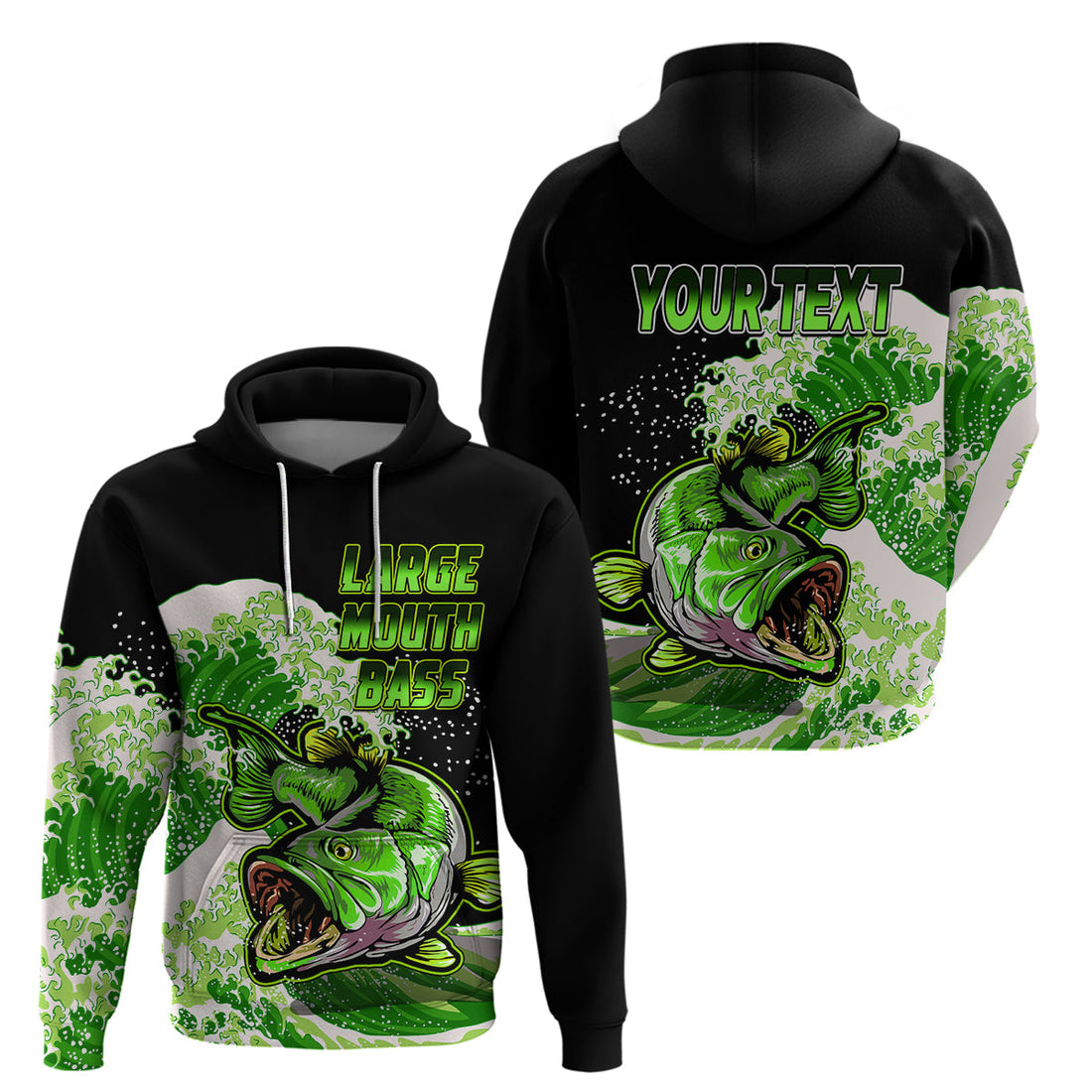 Custom Bass Fishing Hoodie Green LT9