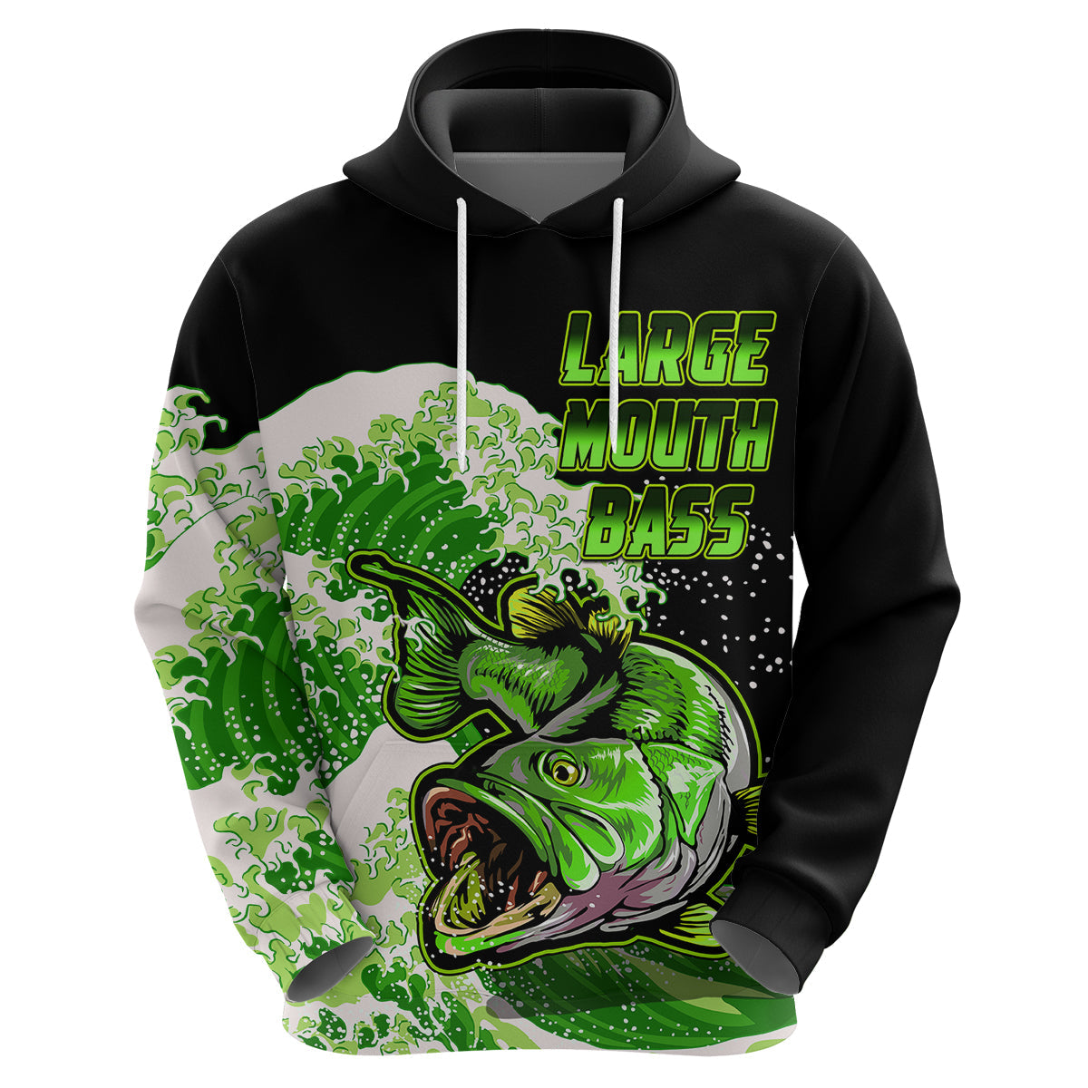 Custom Bass Fishing Hoodie Green LT9