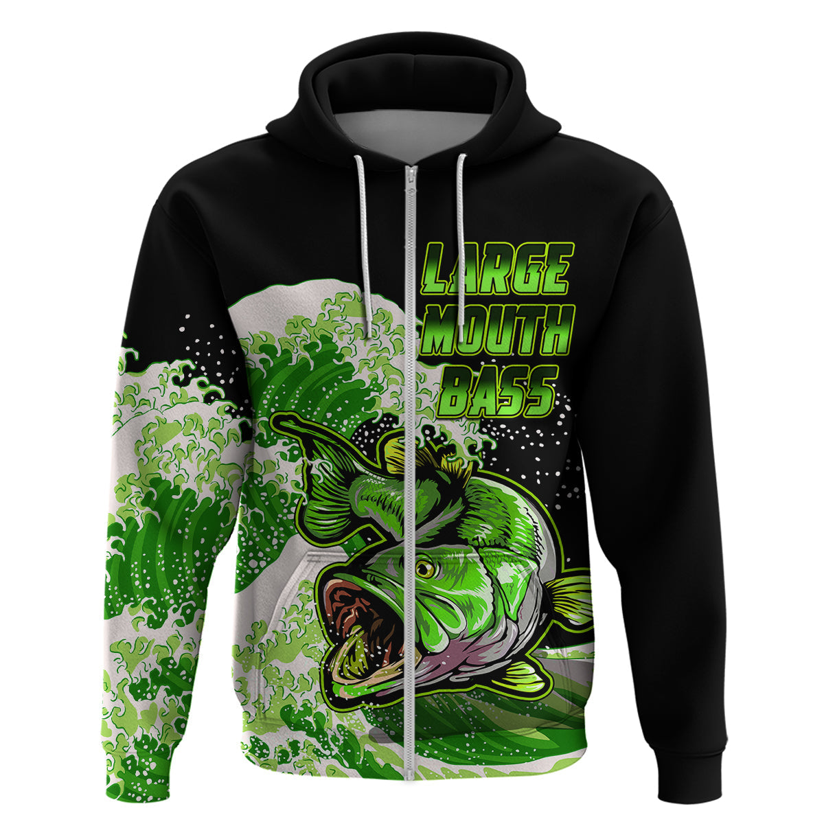 Custom Bass Fishing Hoodie Green LT9