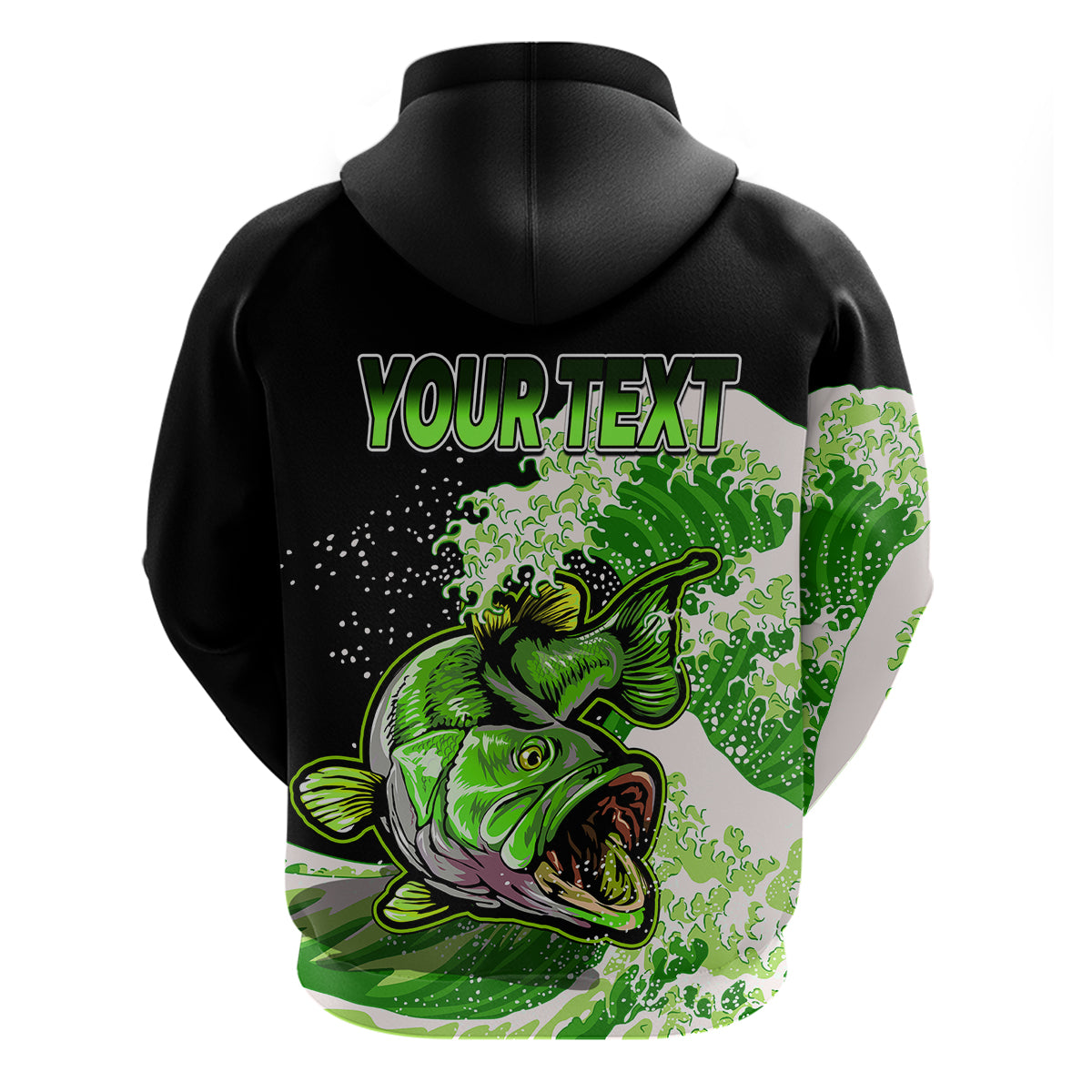 Custom Bass Fishing Hoodie Green LT9