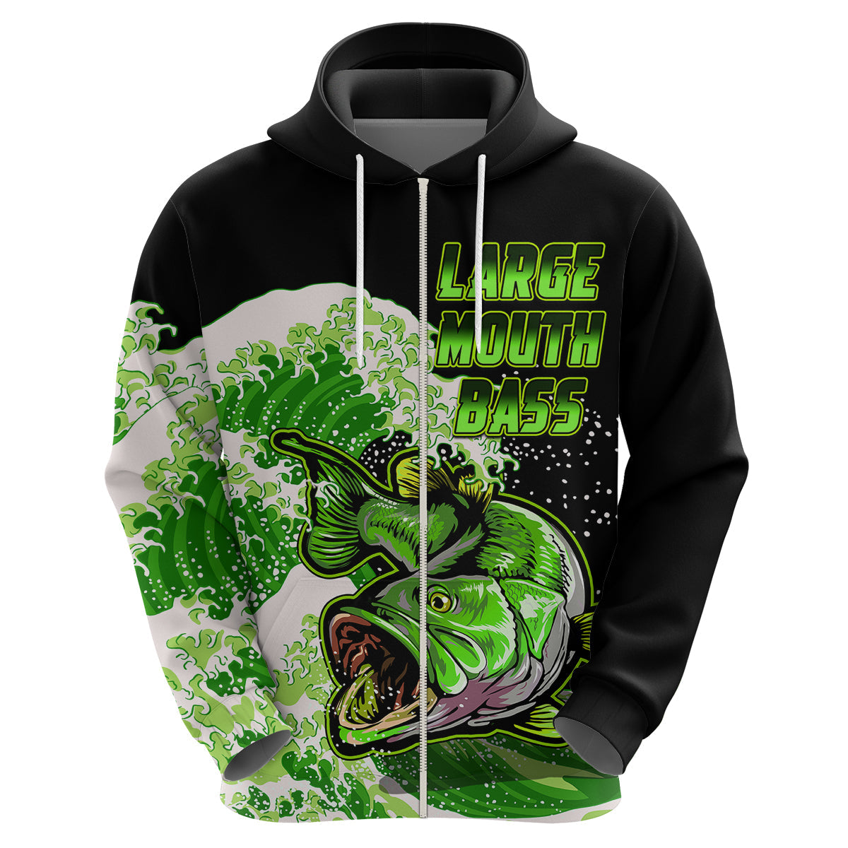Custom Bass Fishing Hoodie Green LT9