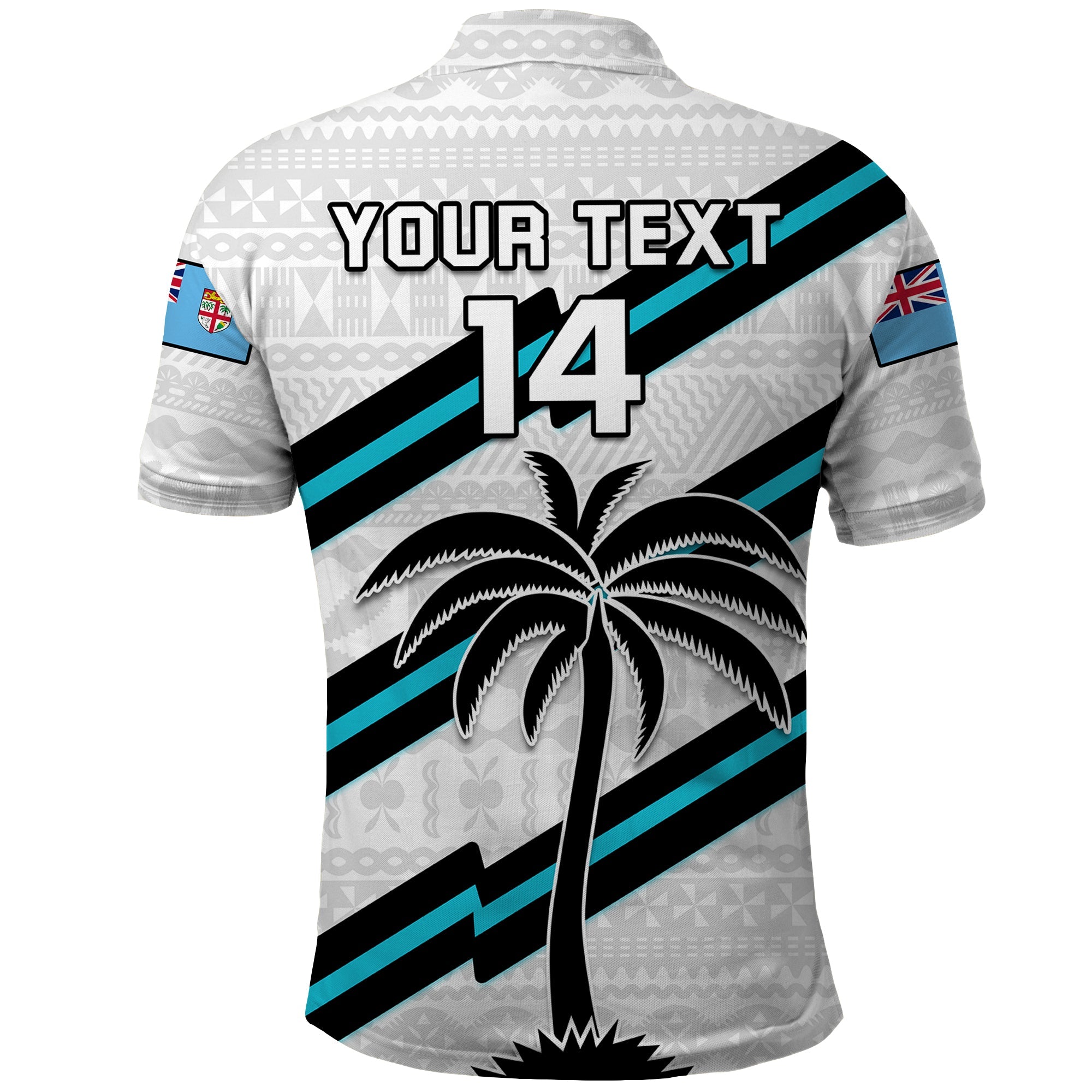 (Custom Text And Number) Fiji Rugby Tapa Pattern Fijian 7s White Polo Shirt LT14