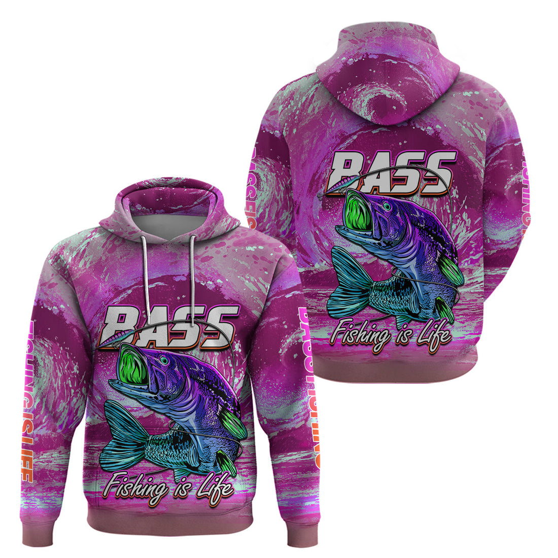 Bass Fishing is Life Hook Sport Largemouth Pink Hoodie LT9