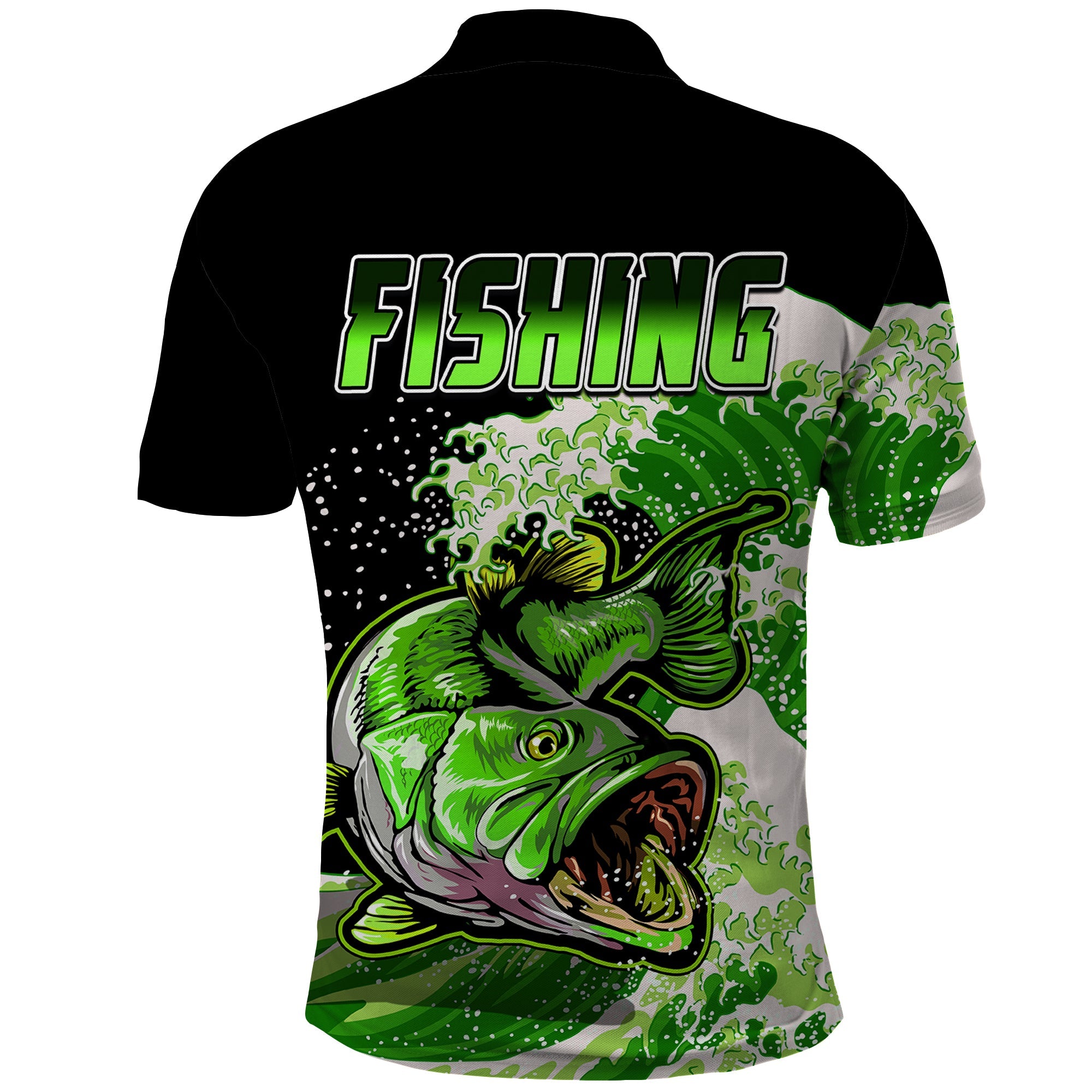 Largemouth Bass Fishing Polo Shirt Green LT9