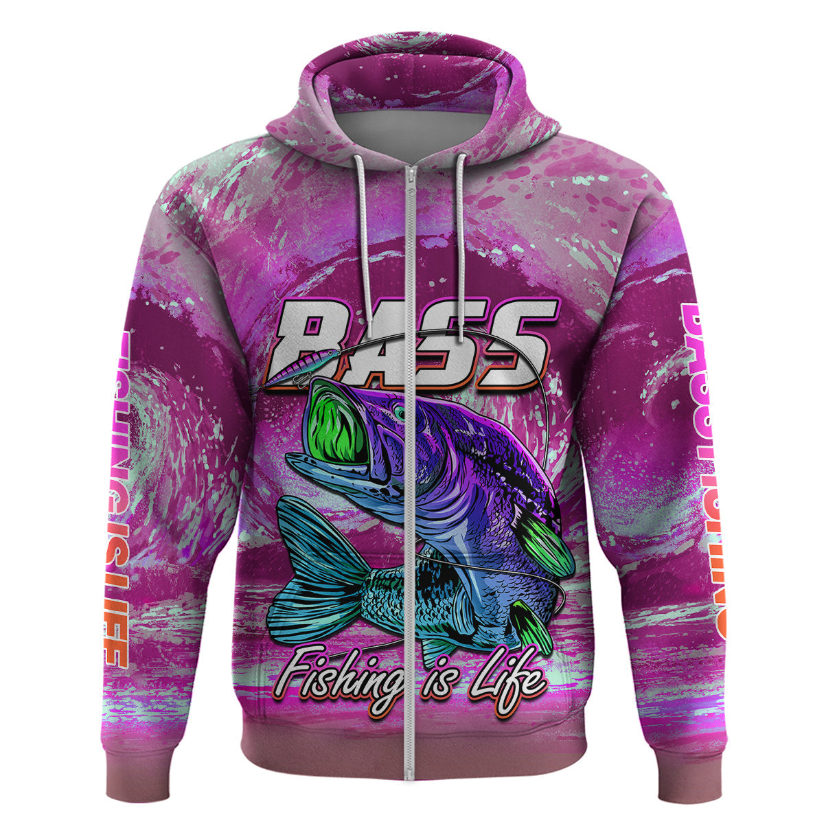 Bass Fishing is Life Hook Sport Largemouth Pink Hoodie LT9