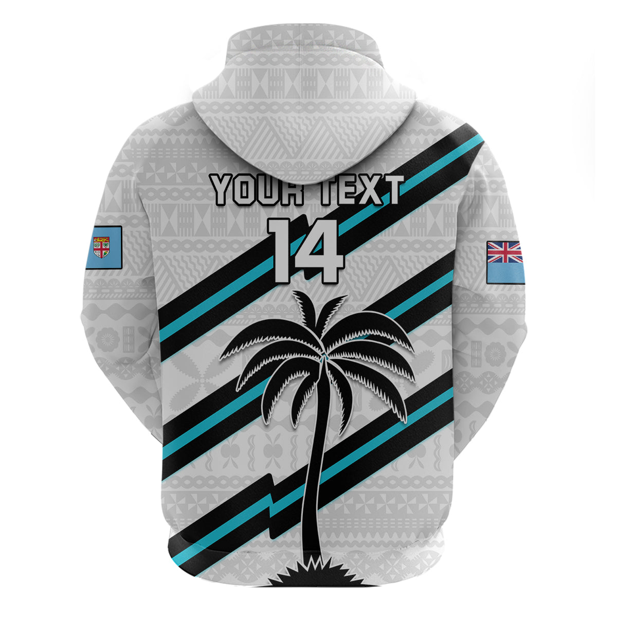 Custom Fiji Rugby Tapa Pattern Fijian 7s White Hoodie LT14