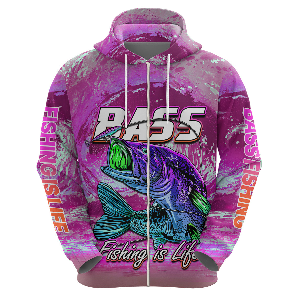Bass Fishing is Life Hook Sport Largemouth Pink Hoodie LT9