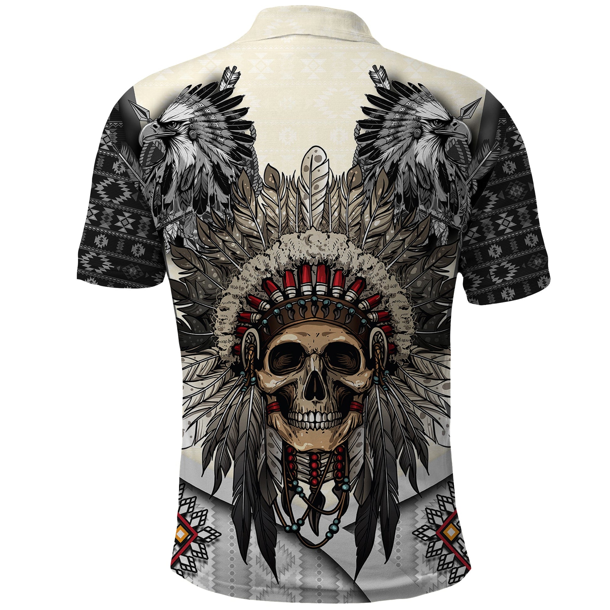 Native American Skull With Eagle Warriors Polo Shirt TS04