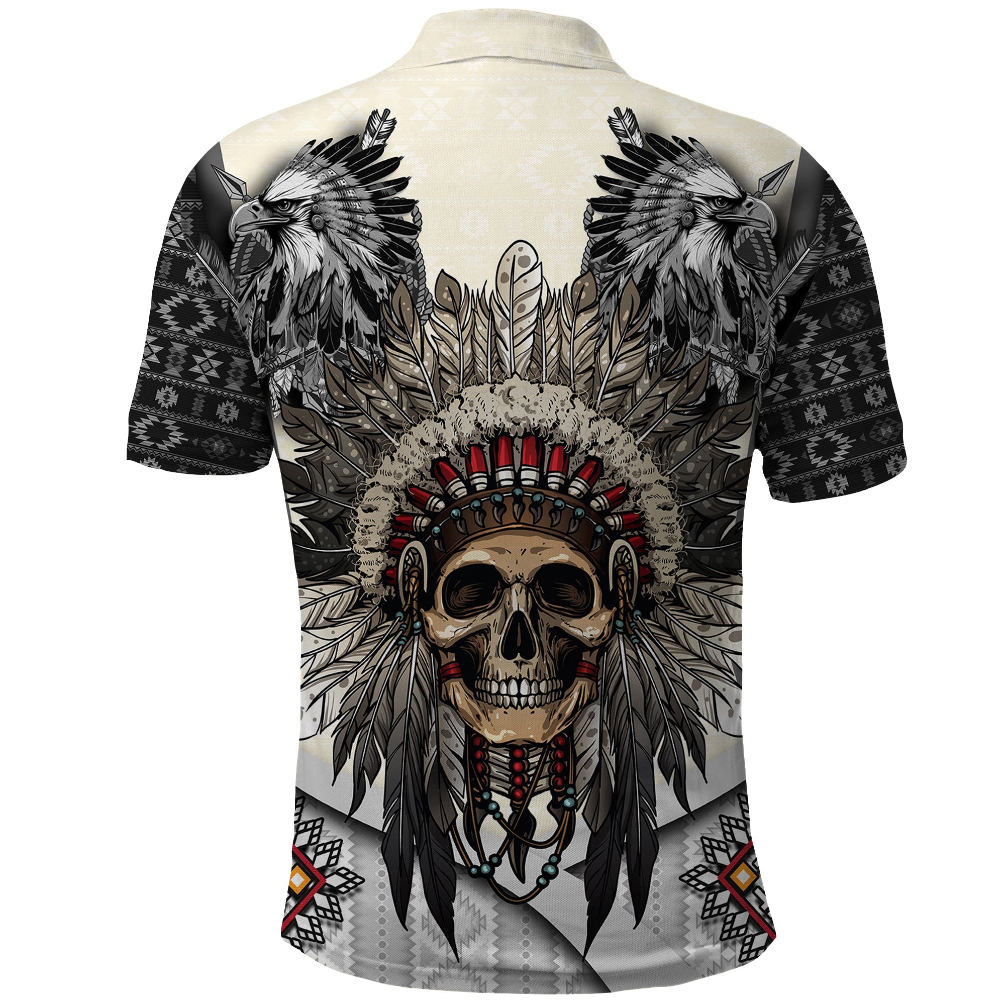 Native American Skull With Eagle Warriors Polo Shirt TS04