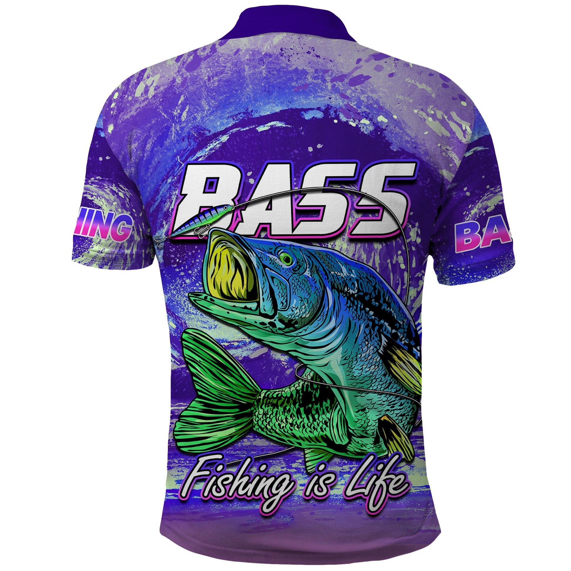 Custom Bass Fishing is Life Hook Sport Largemouth Purple Polo Shirt LT9