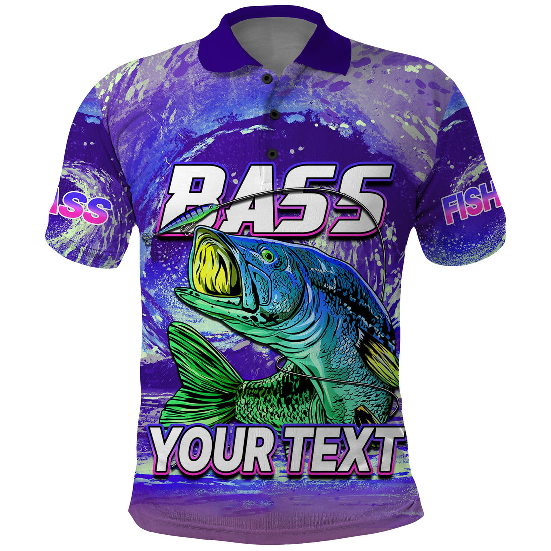 Custom Bass Fishing is Life Hook Sport Largemouth Purple Polo Shirt LT9