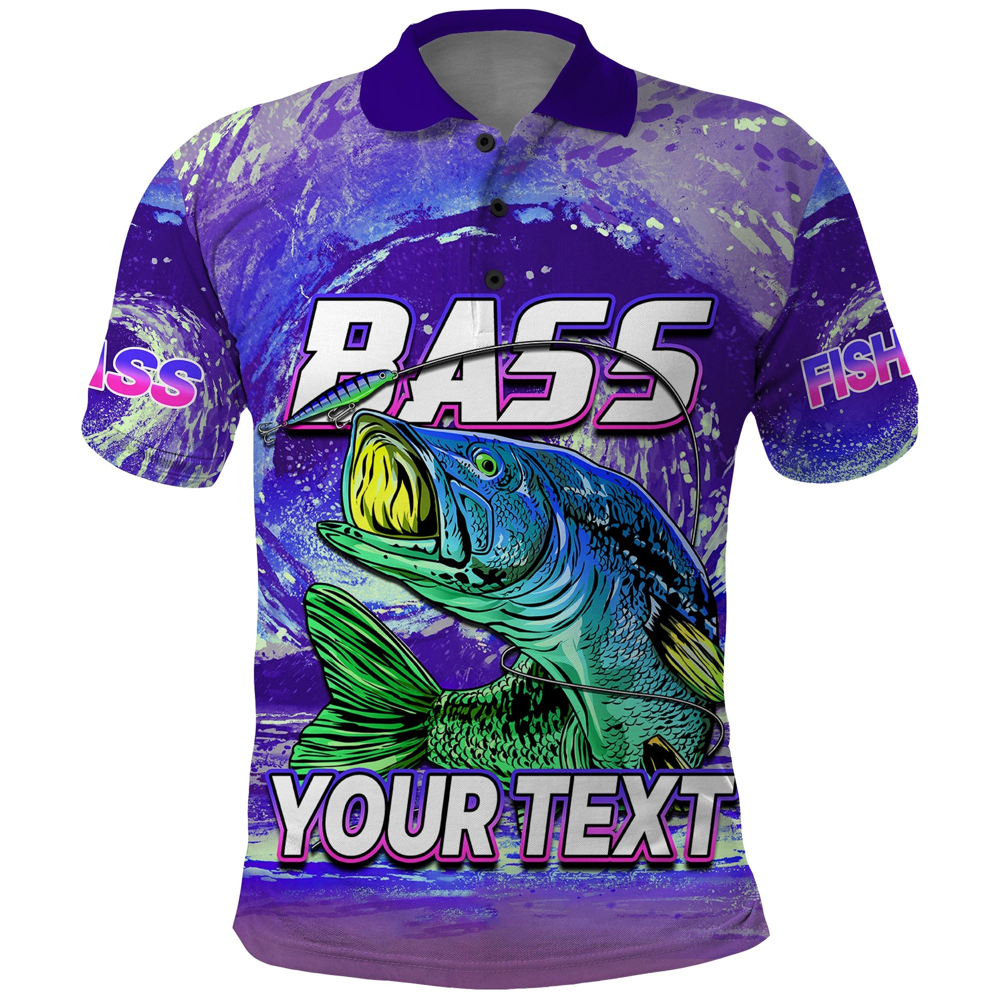 Custom Bass Fishing is Life Hook Sport Largemouth Purple Polo Shirt LT9