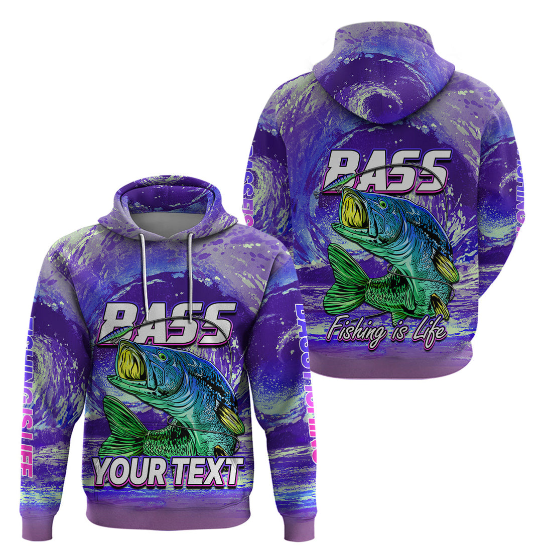 Custom Bass Fishing is Life Hoodie Hook Sport Largemouth Purple LT9