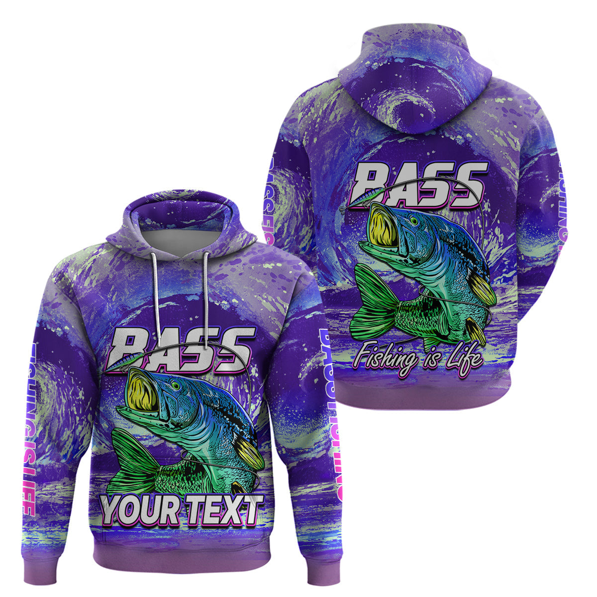 Custom Bass Fishing is Life Hoodie Hook Sport Largemouth Purple LT9