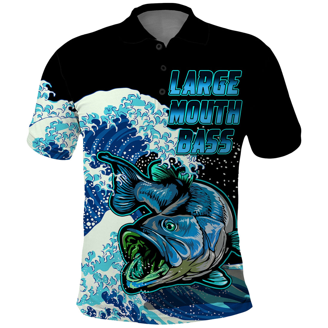 Custom Bass Fishing Blue Polo Shirt LT9