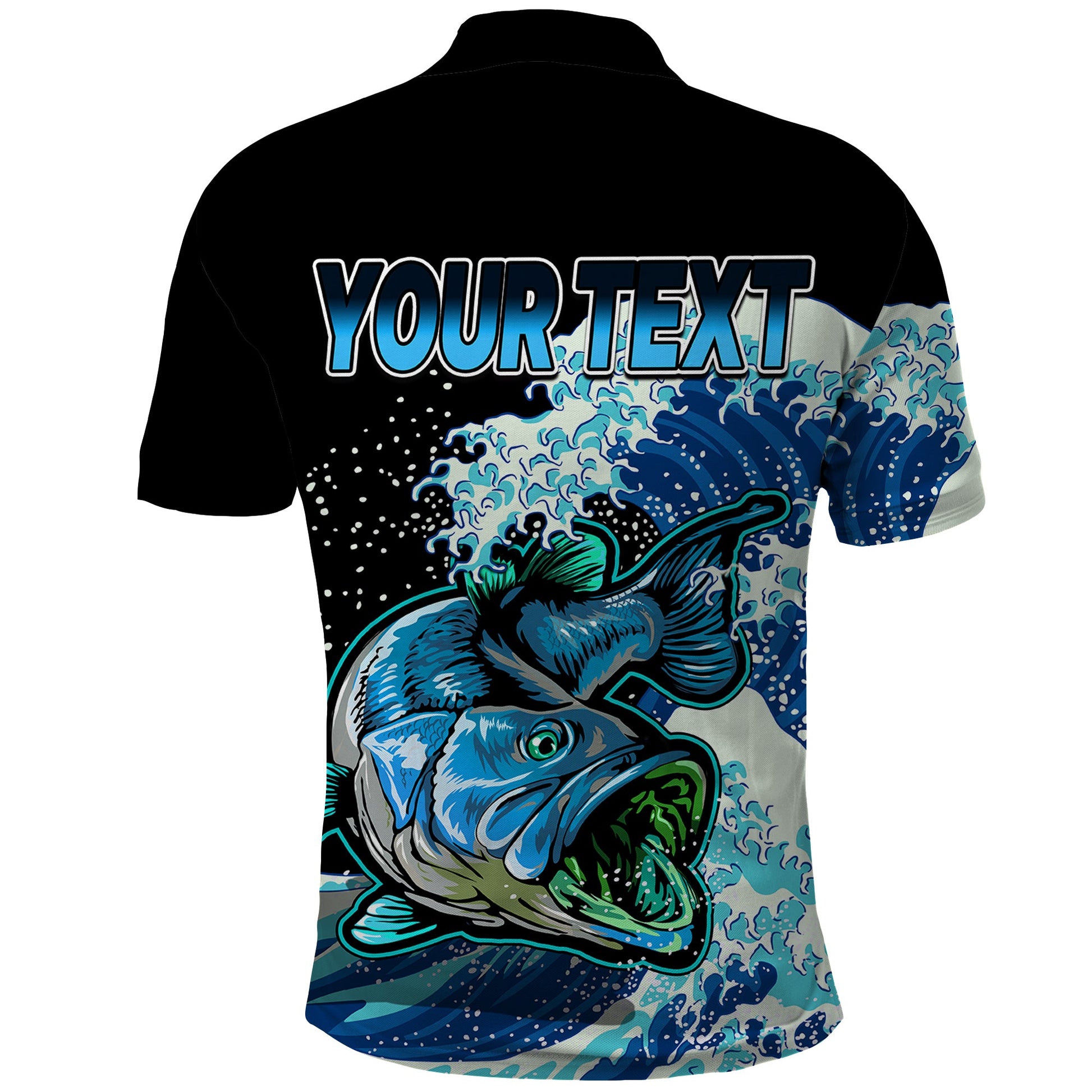 Custom Bass Fishing Blue Polo Shirt LT9