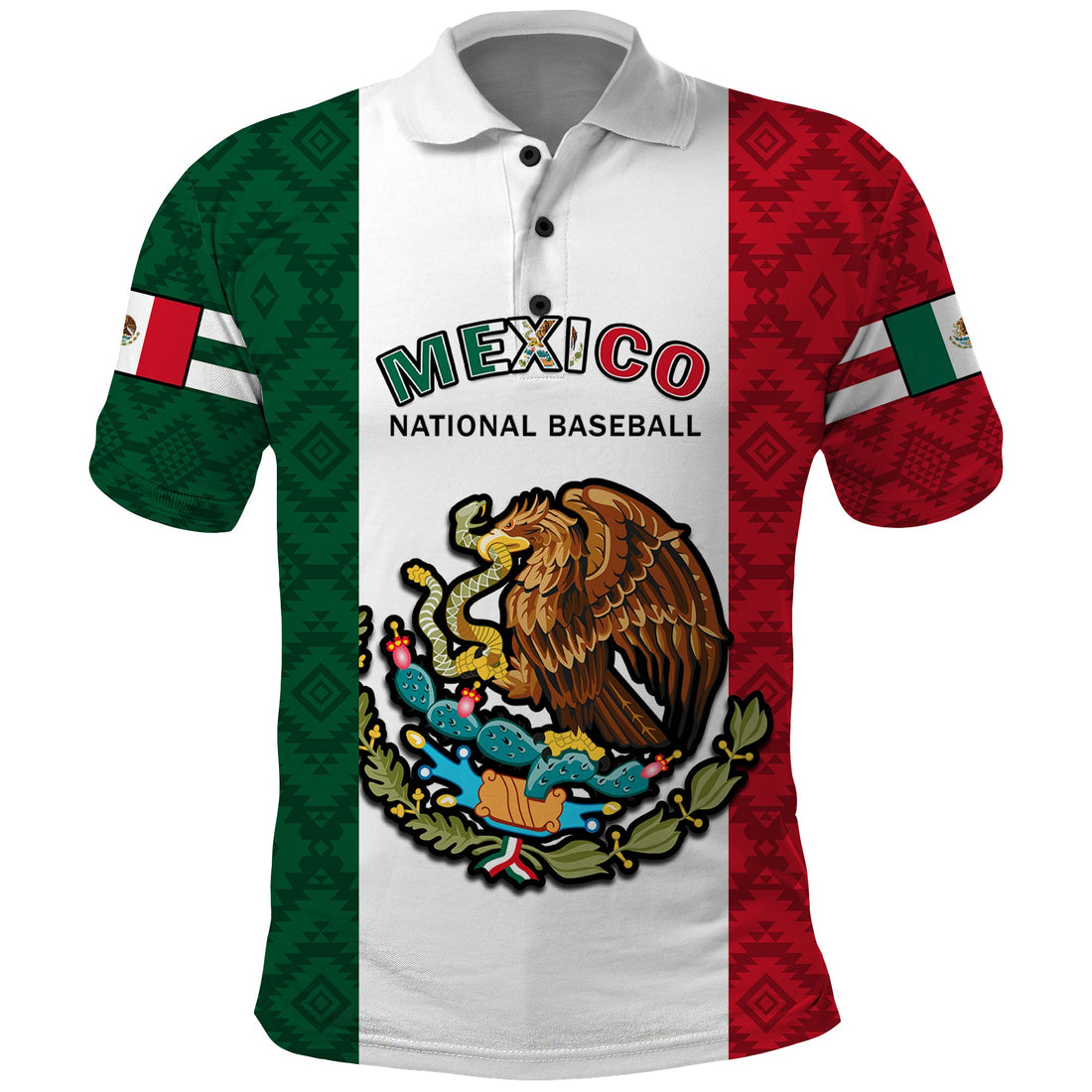 (Custom Text And Number) Mexico 2023 Baseball Mexican Art Flag Style Polo Shirt LT14