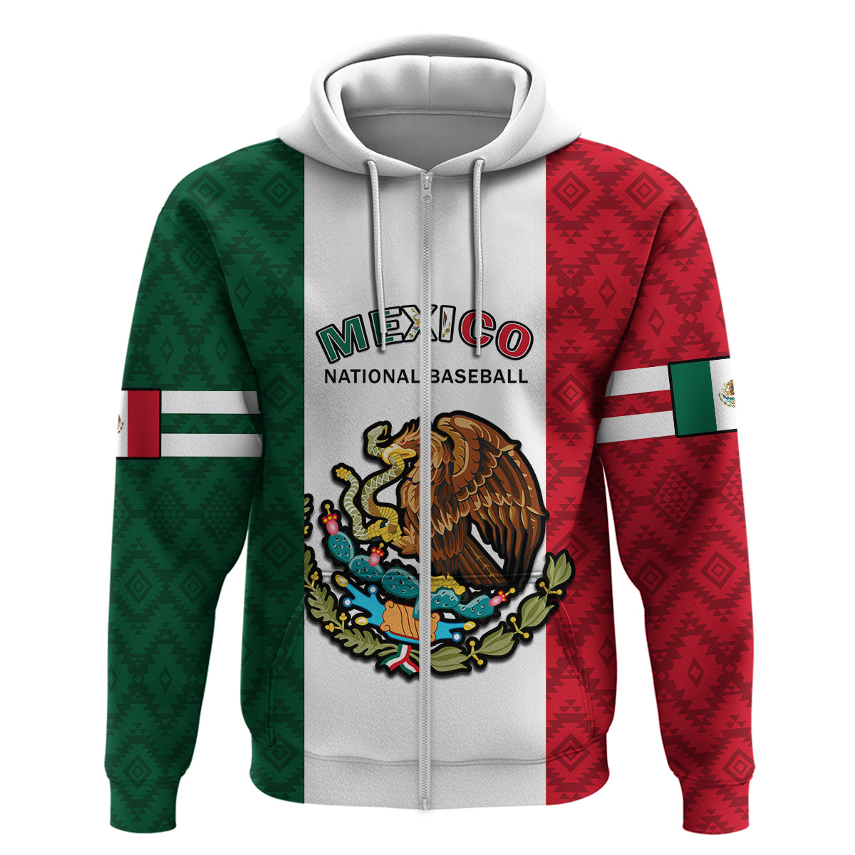 Custom Mexico 2023 Baseball Mexican Art Flag Style Hoodie LT14