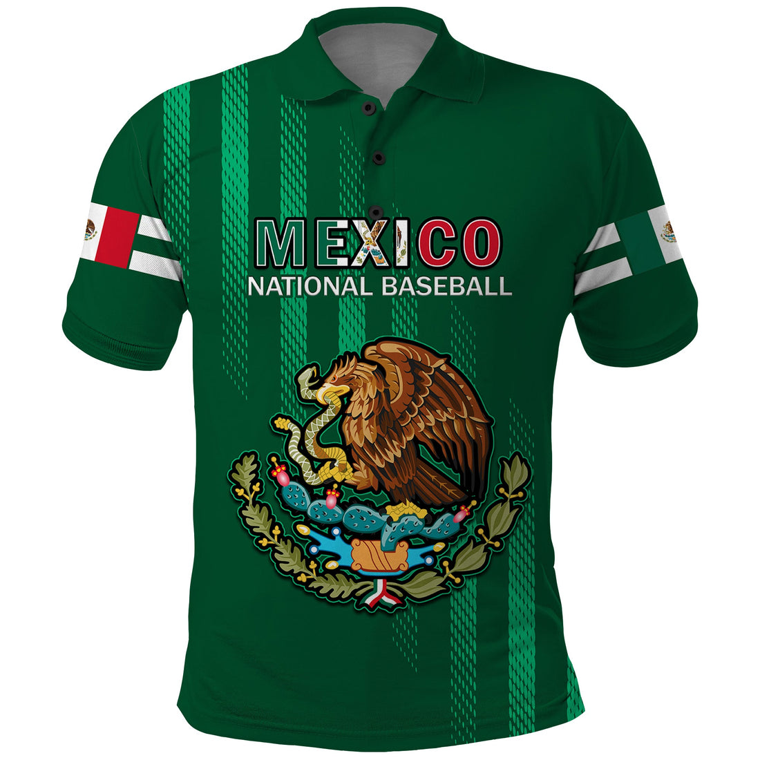 (Custom Text And Number) Mexico 2023 Baseball Mix Polo Shirt Coat Of Arms LT14