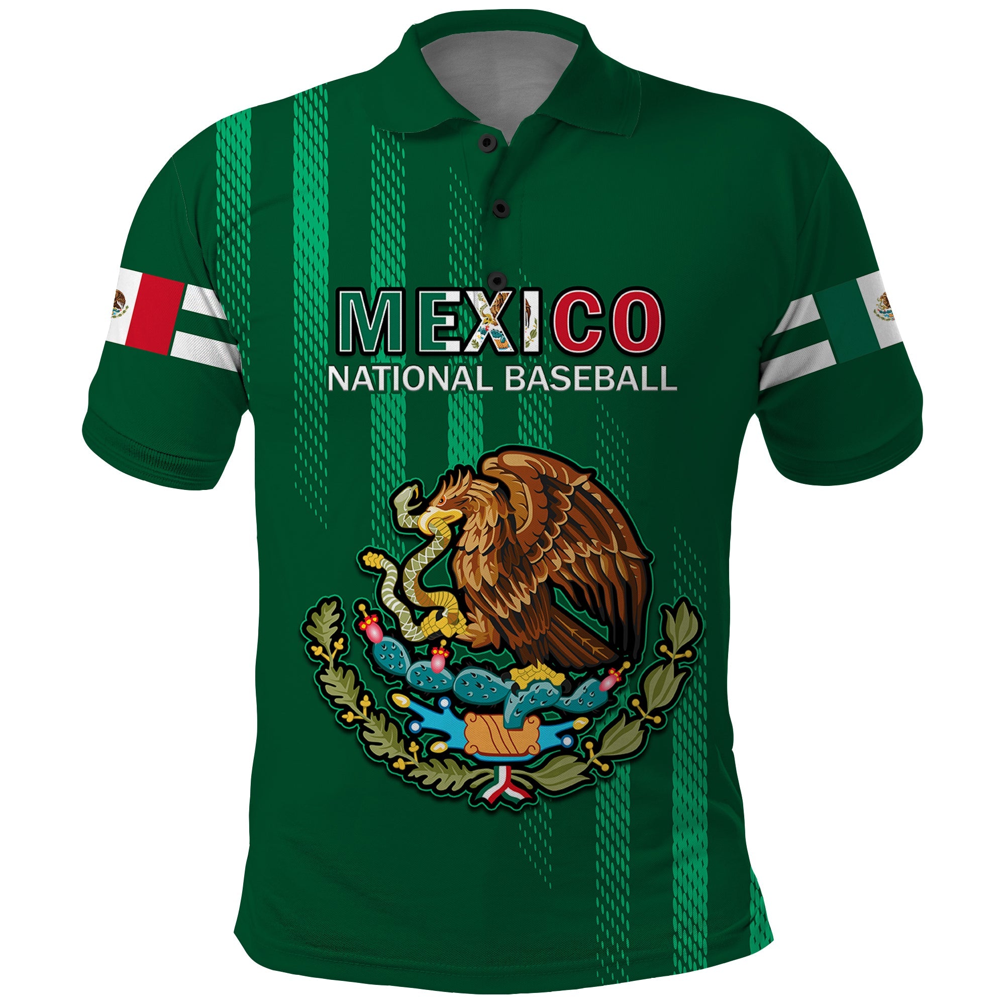 (Custom Text And Number) Mexico 2023 Baseball Mix Polo Shirt Coat Of Arms LT14