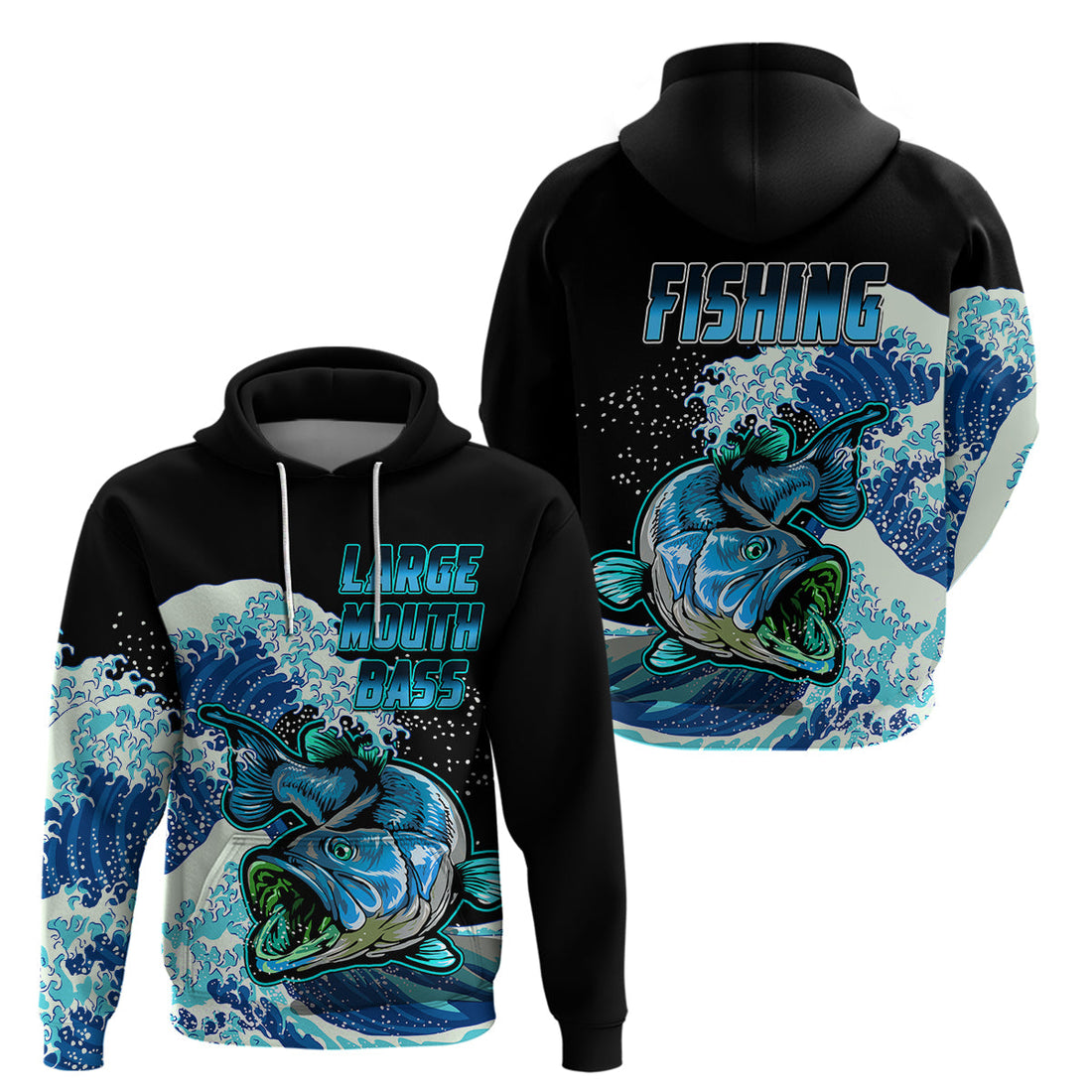 Largemouth Bass Fishing Blue Hoodie LT9