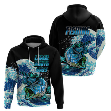 Largemouth Bass Fishing Blue Hoodie LT9