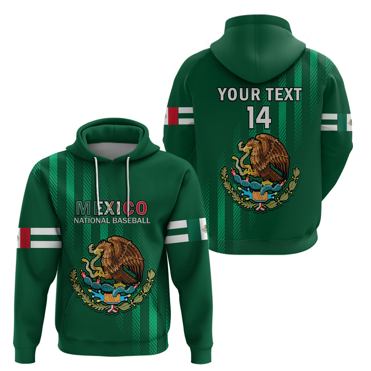 Custom Mexico 2023 Baseball Mix Hoodie Coat Of Arms LT14