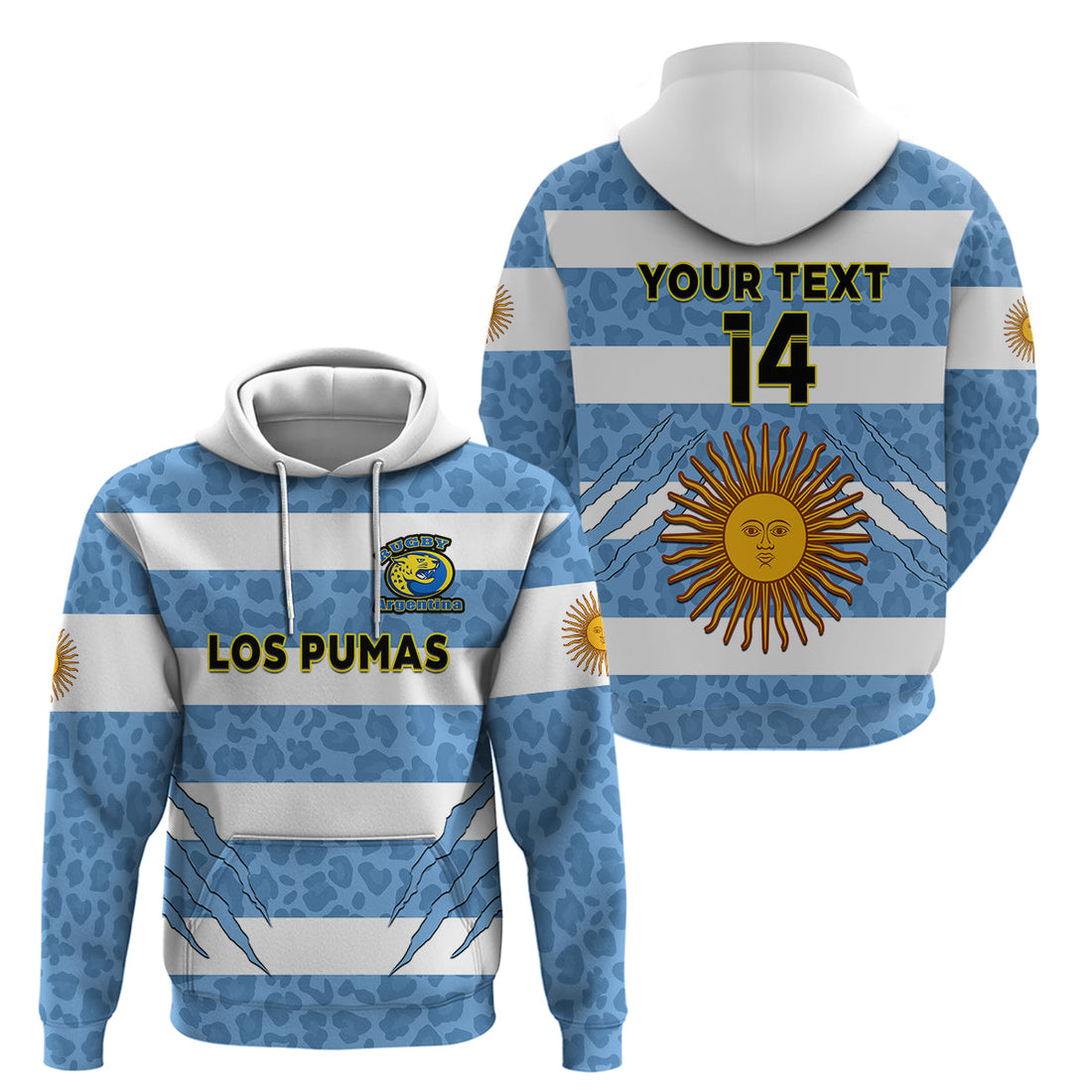Custom Argentina Rugby 7s Vamos Pumas Hoodie LT14
