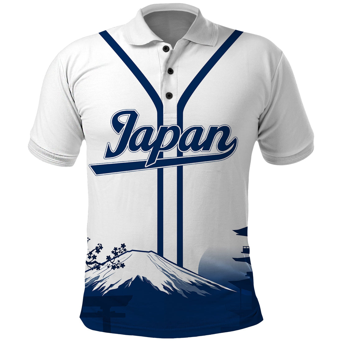 Japan Baseball Champions Fuji Mountain Landscape Art Polo Shirt LT7