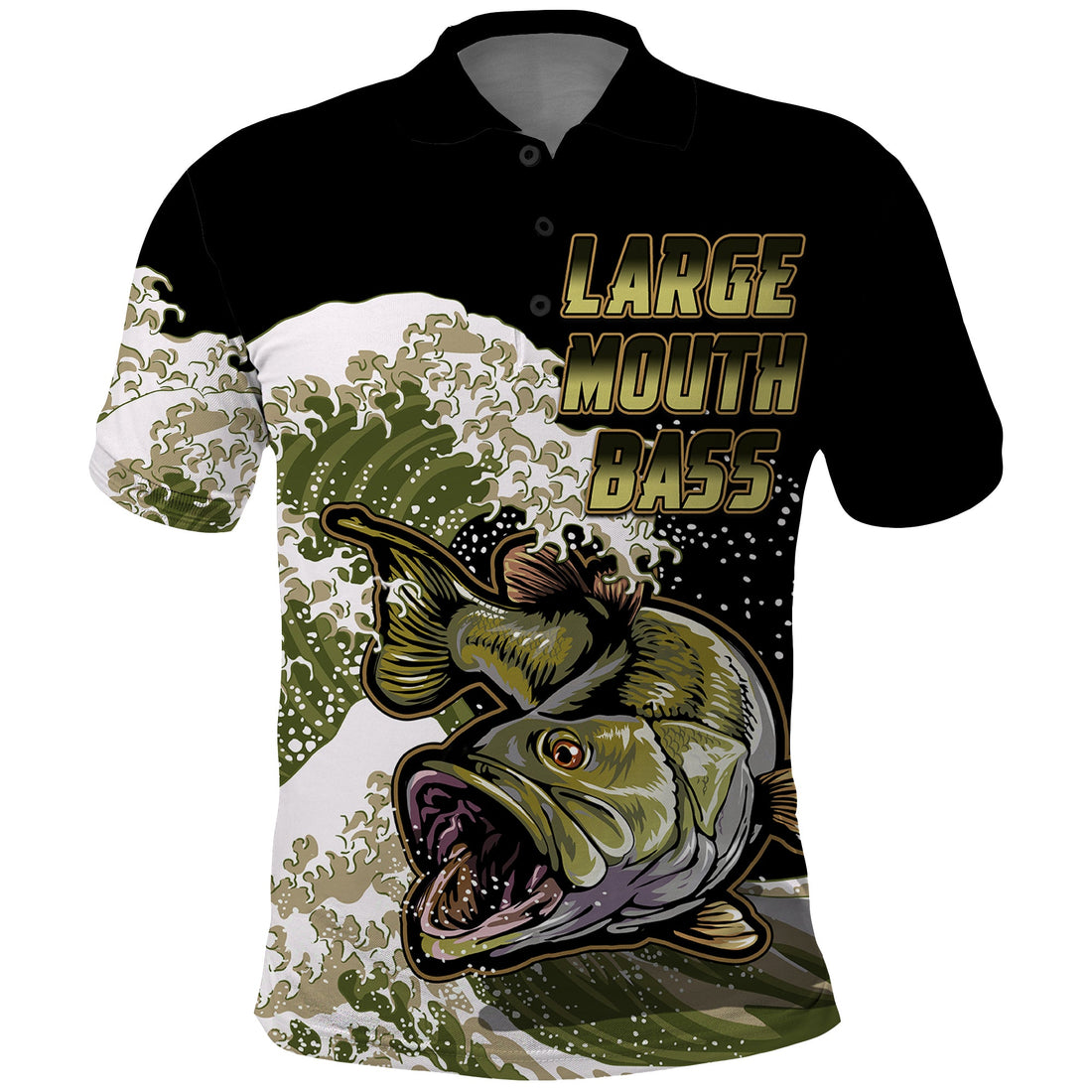 Custom Bass Fishing Gold Polo Shirt LT9