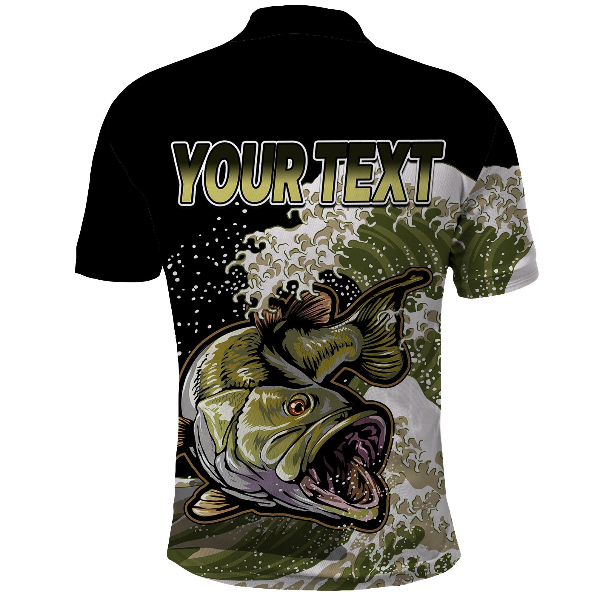 Custom Bass Fishing Gold Polo Shirt LT9