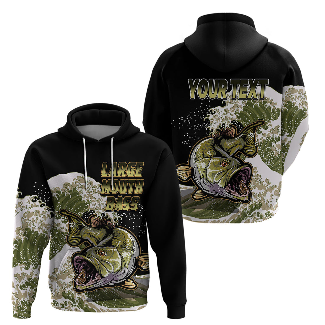 Custom Bass Fishing Hoodie Gold LT9