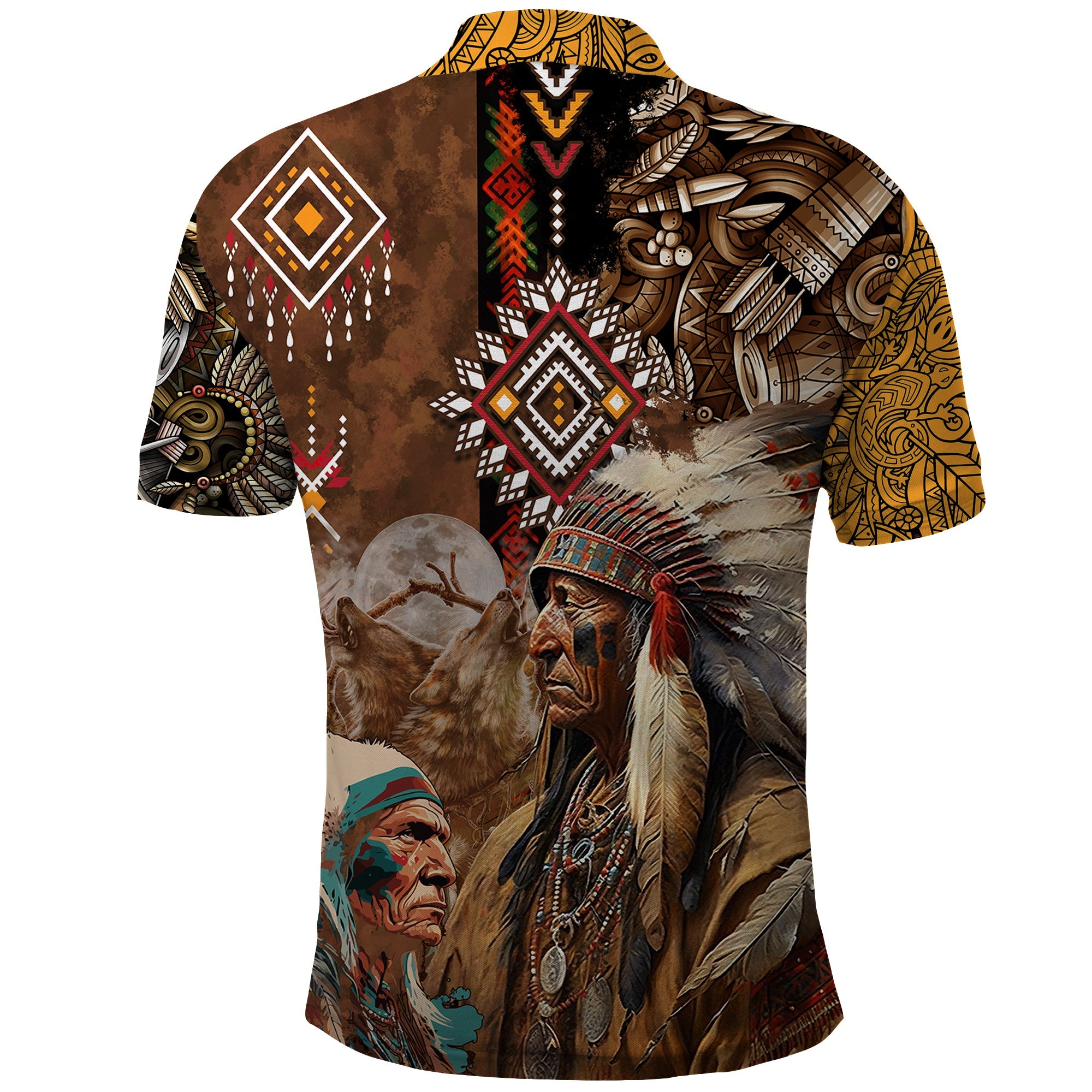 Native American Feather Hand Drawn Pattern Polo Shirt TS04