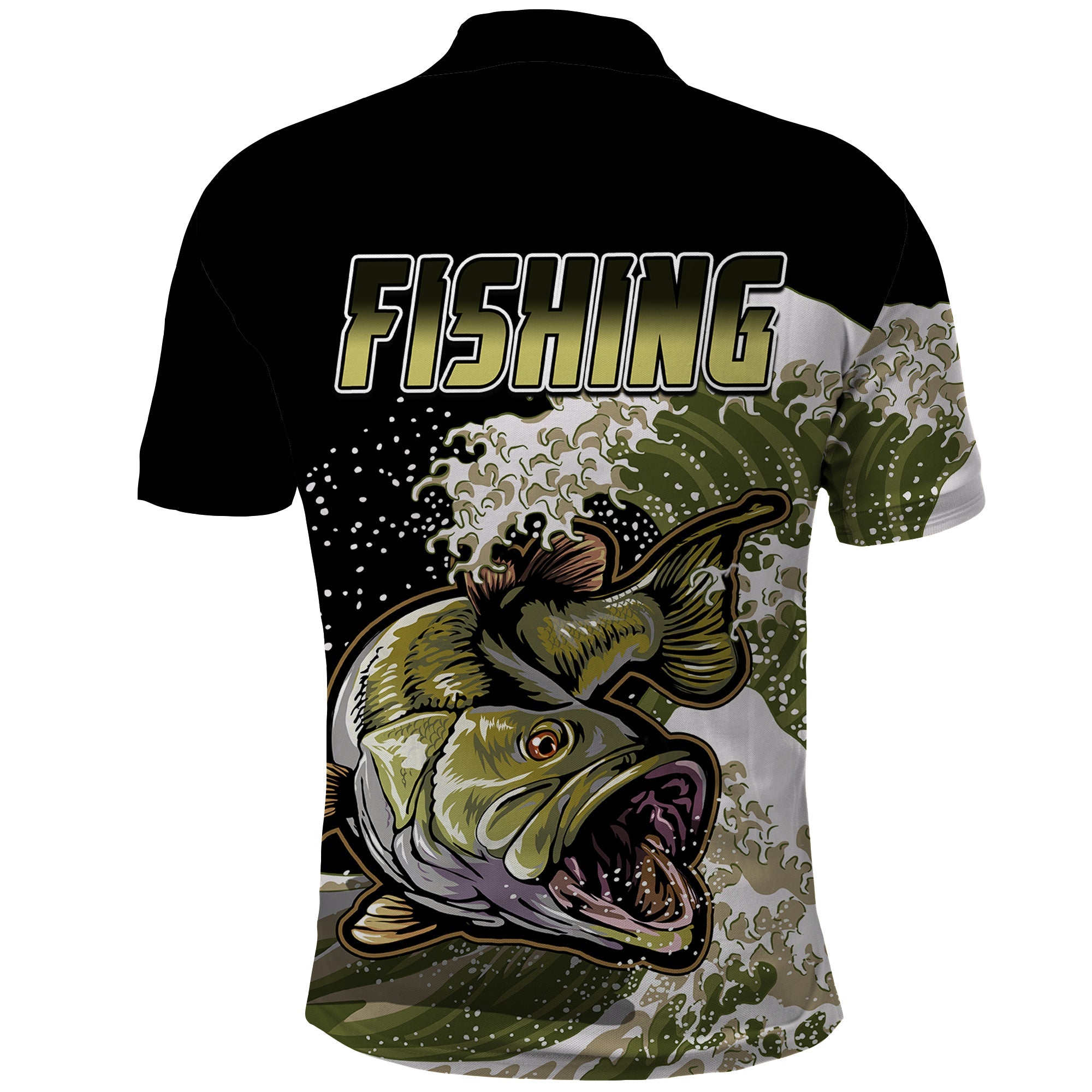 Largemouth Bass Fishing Polo Shirt Gold LT9
