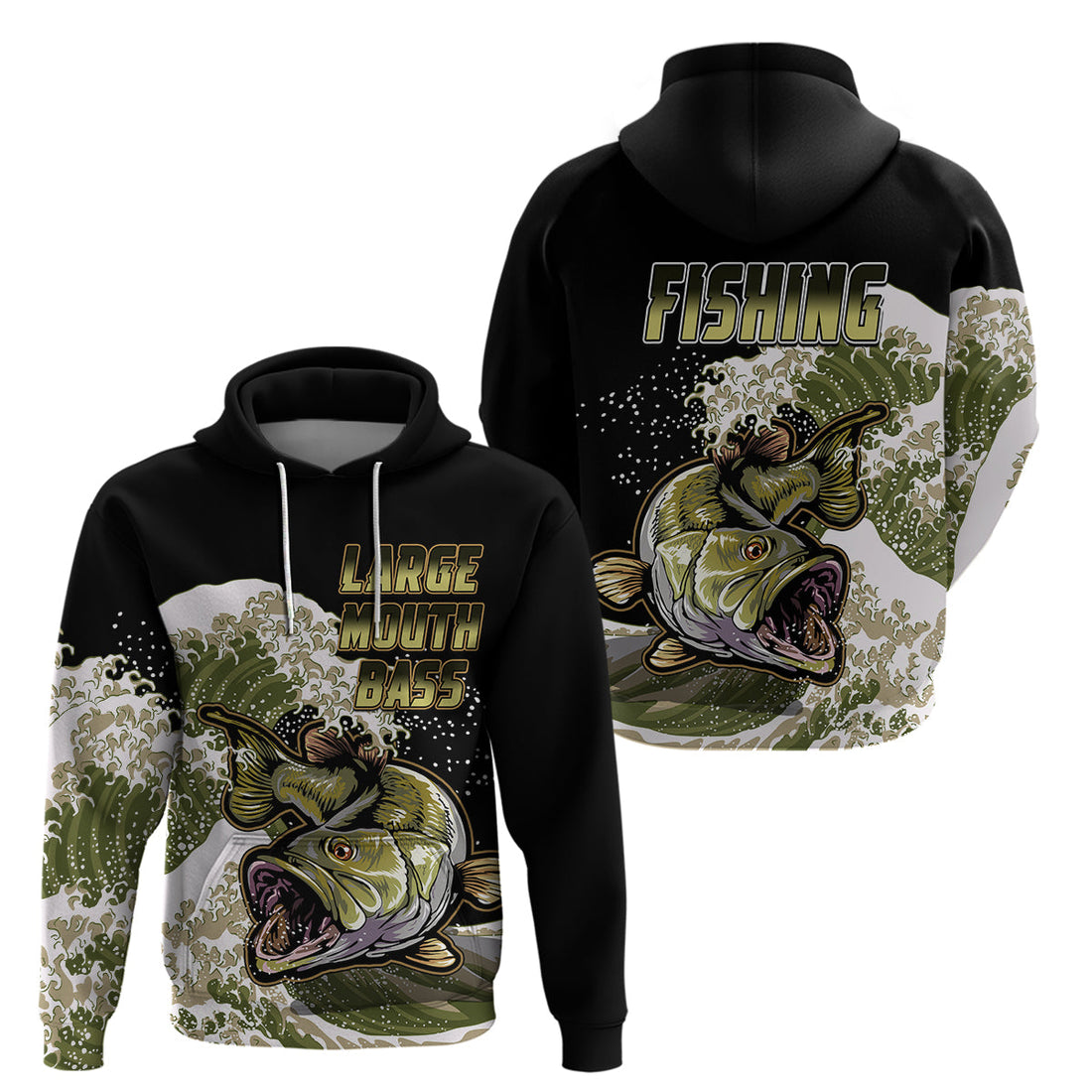 Largemouth Bass Fishing Gold Hoodie LT9