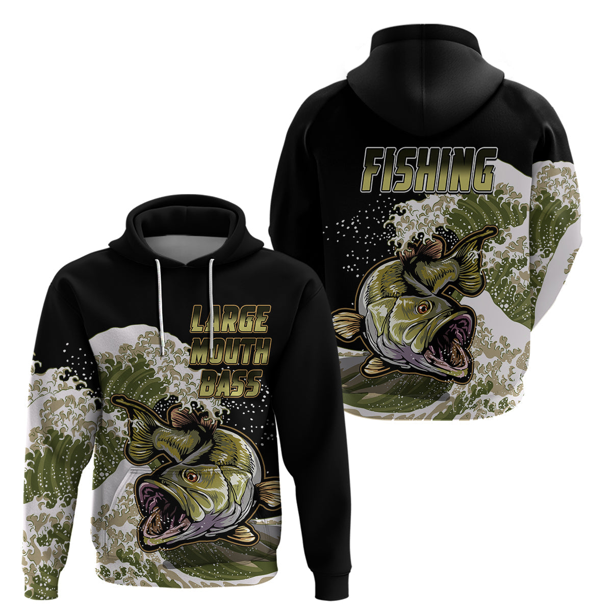 Largemouth Bass Fishing Gold Hoodie LT9