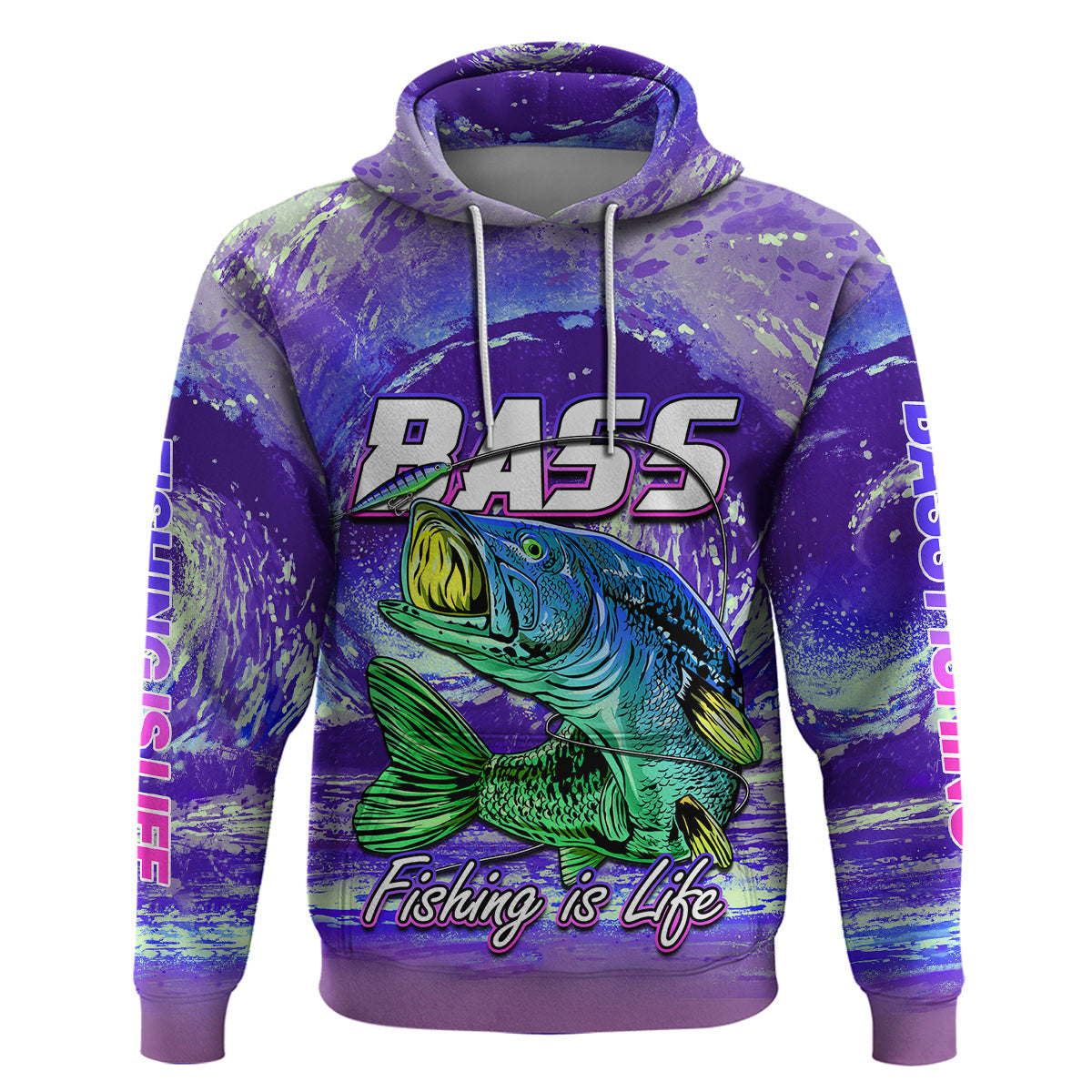 Bass Fishing is Life Hook Sport Largemouth Purple Hoodie LT9