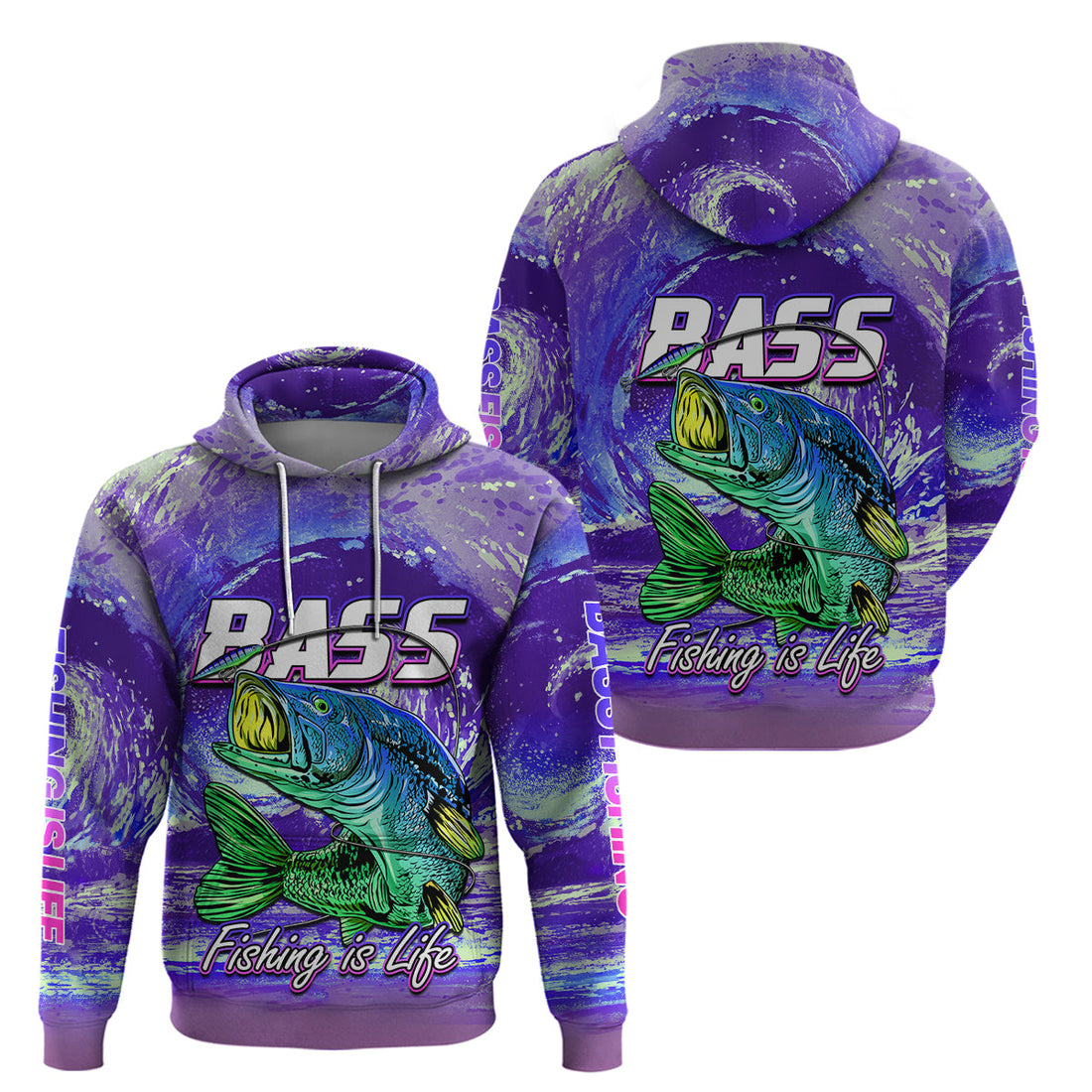 Bass Fishing is Life Hook Sport Largemouth Purple Hoodie LT9