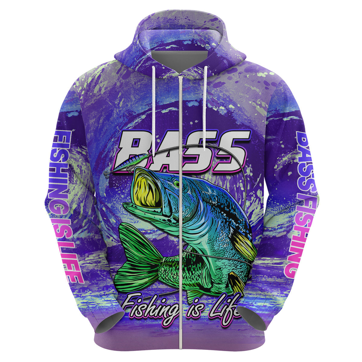 Bass Fishing is Life Hook Sport Largemouth Purple Hoodie LT9
