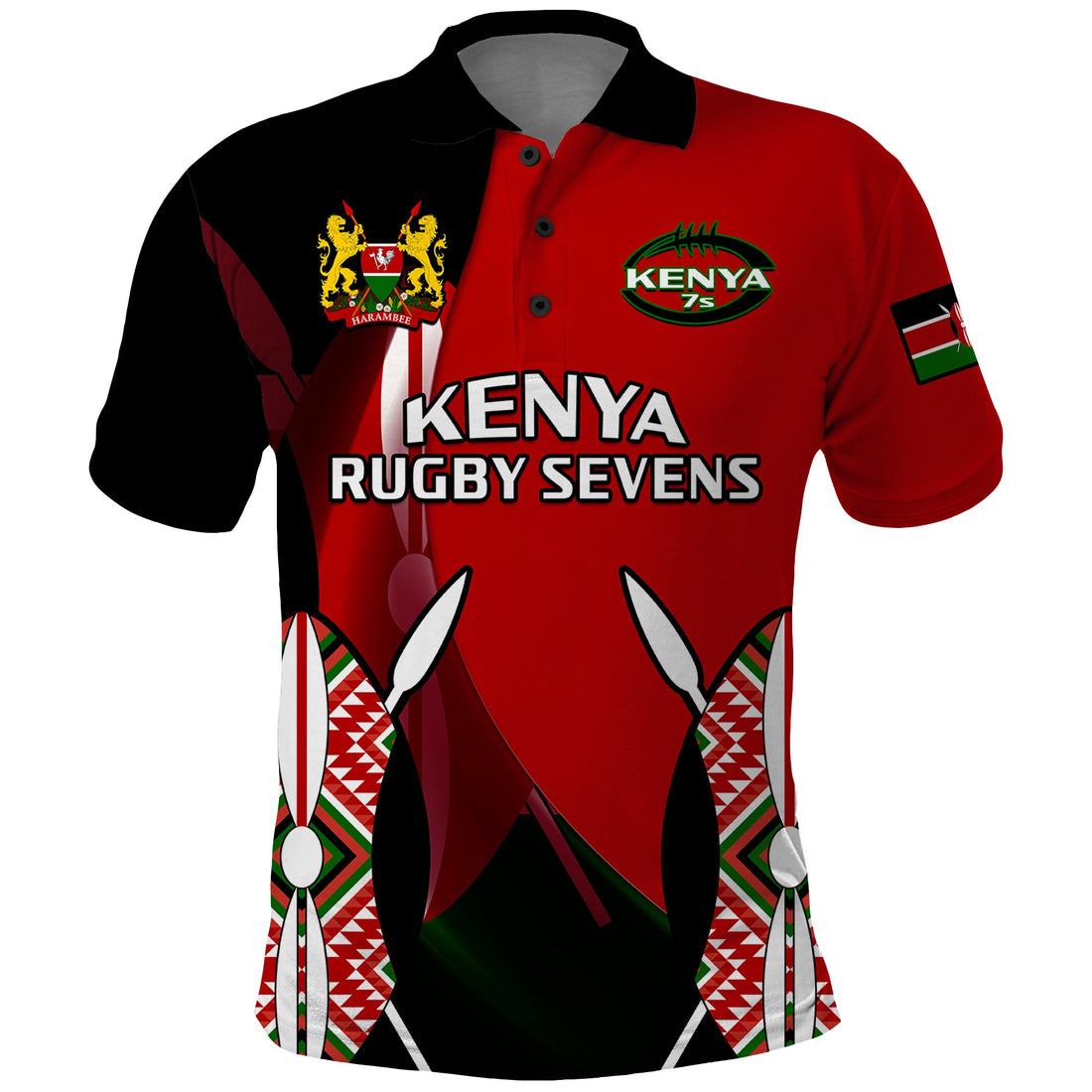 (Custom Text And Number) Kenya Rugby Sevens Sporty Version Polo Shirt LT14