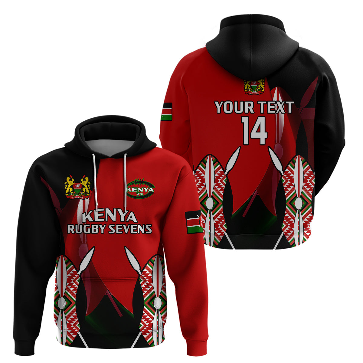 Custom Kenya Rugby Sevens Sporty Version Hoodie LT14
